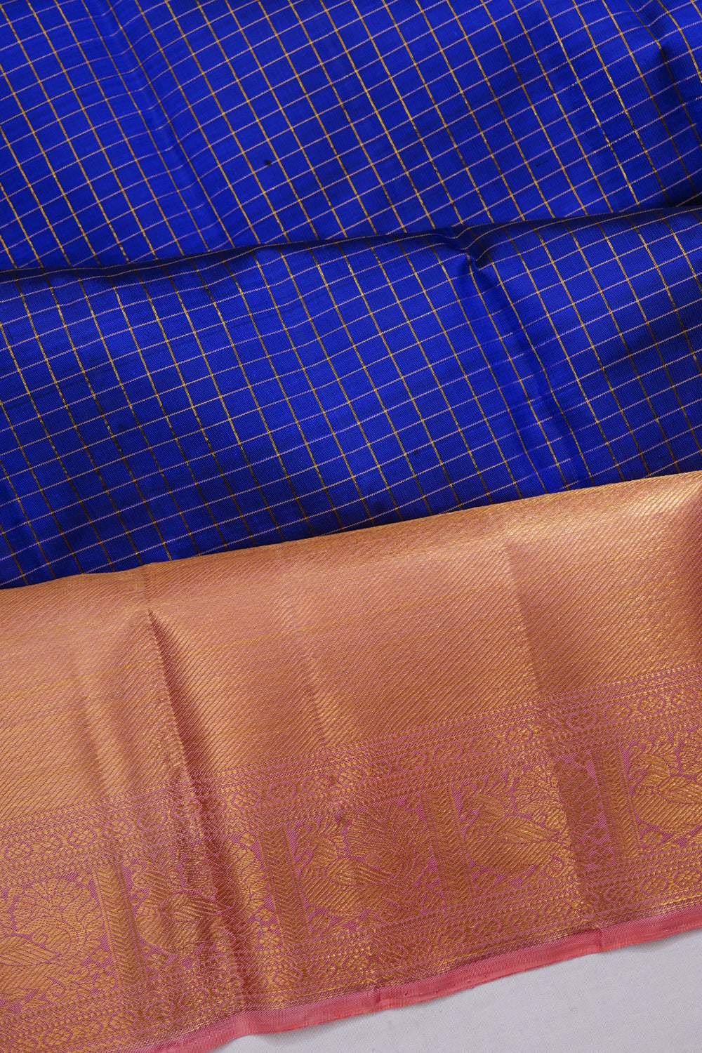 Kanchipuram Silk Checks Royal Blue Saree