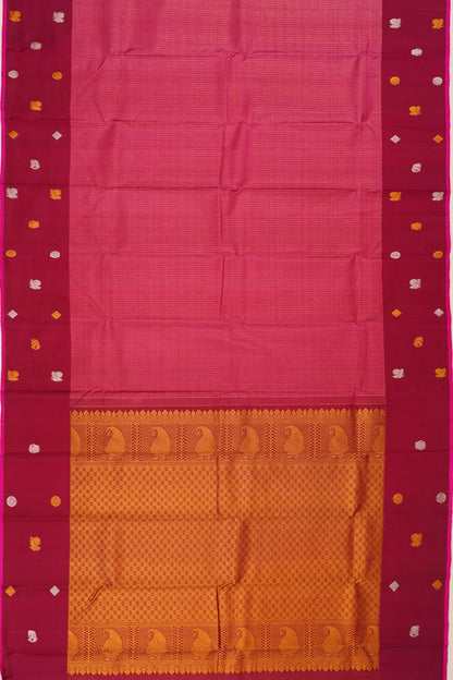Kanchipuram Silk Checks Pink Saree
