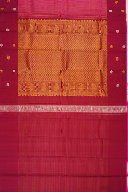 Kanchipuram Silk Checks Pink Saree