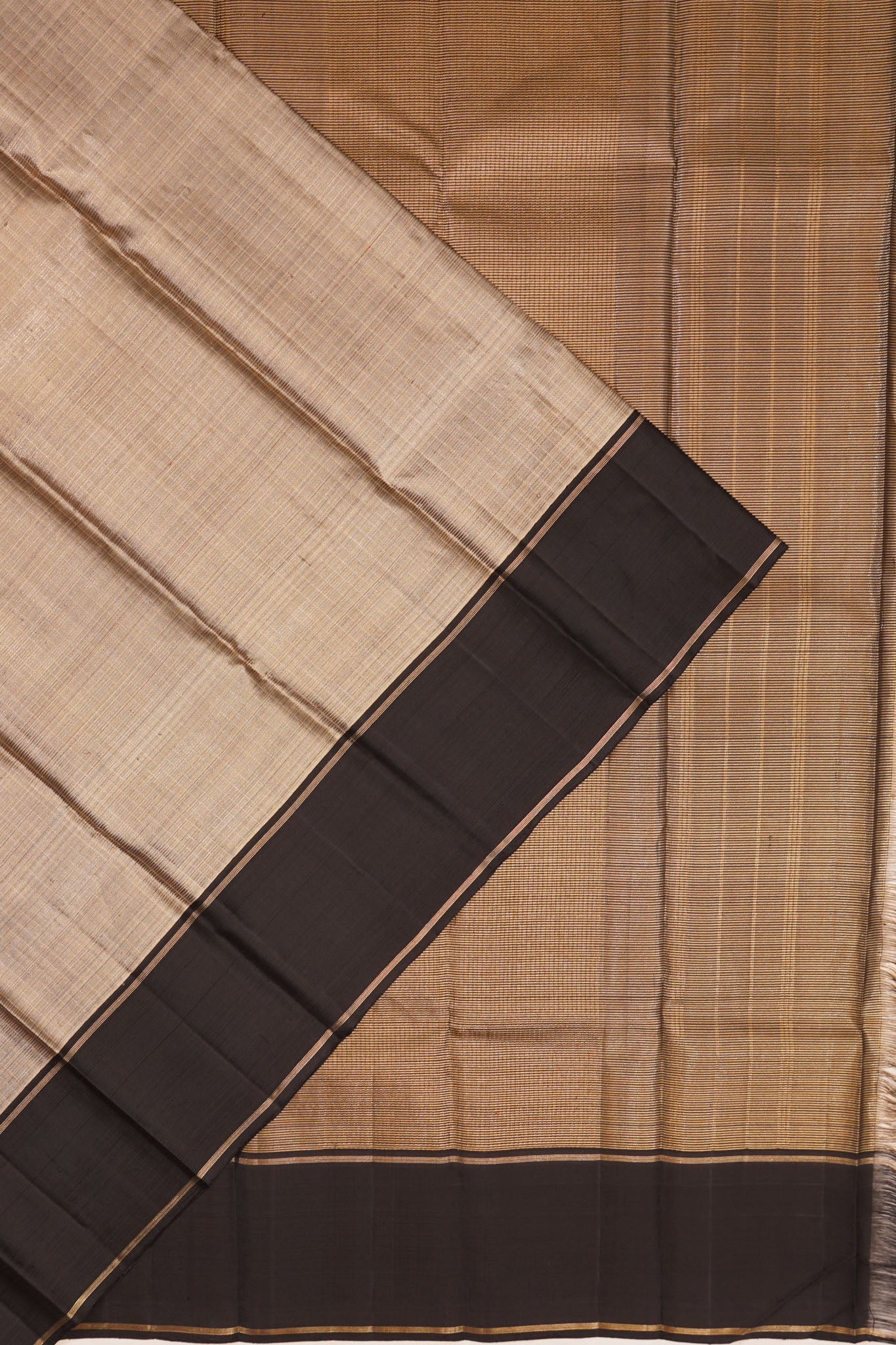 Kanchipuram Silk Checks Gold Saree