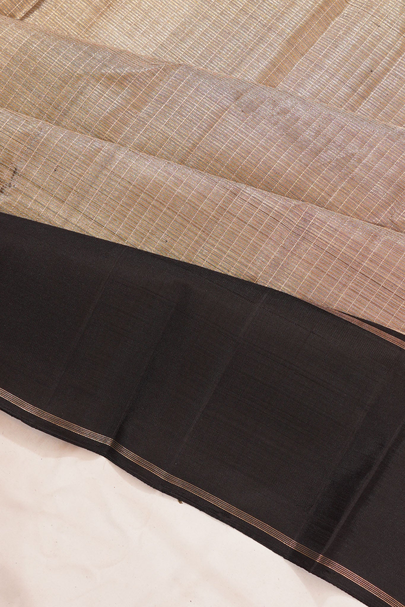 Kanchipuram Silk Checks Gold Saree