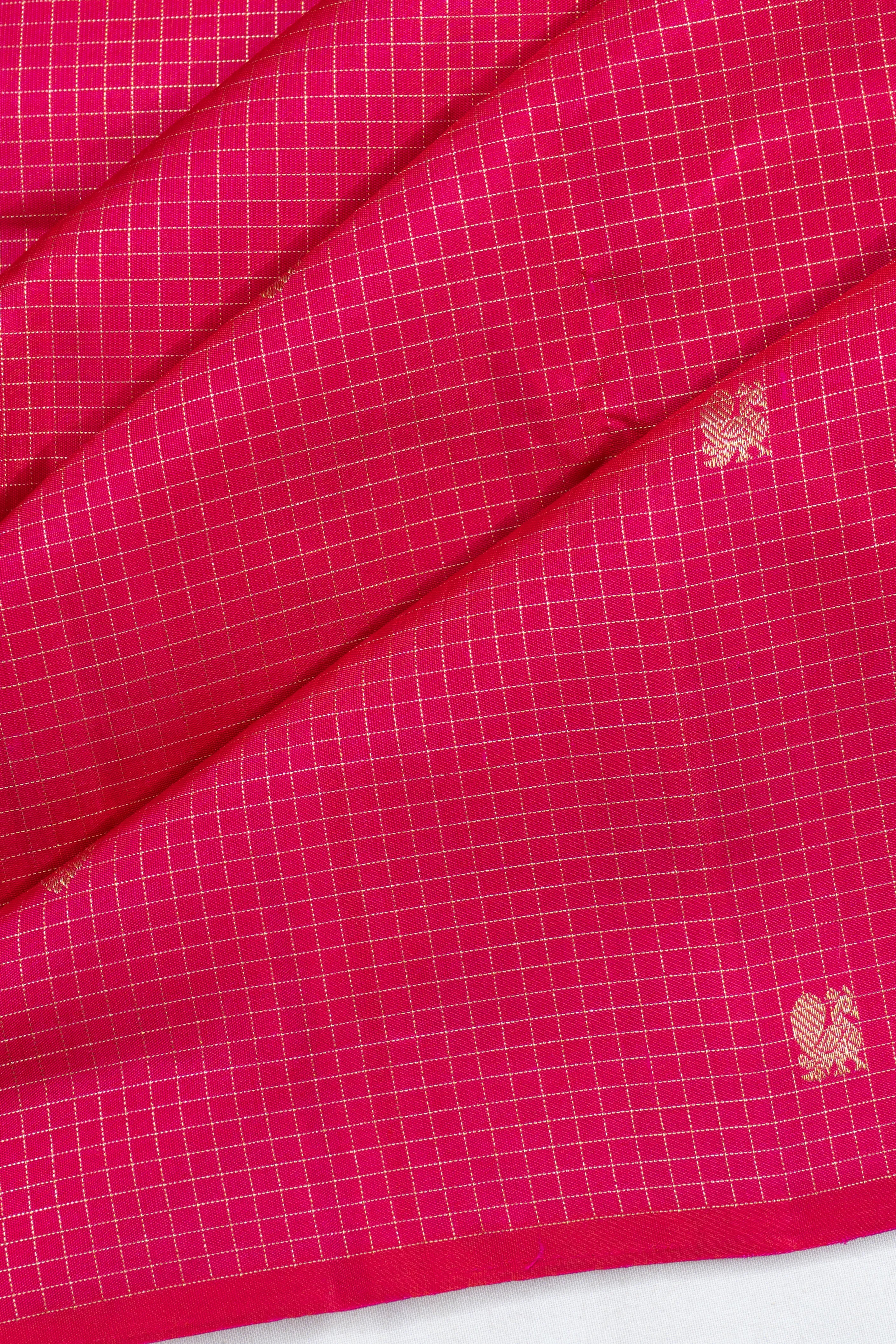 Taranga Kanchi Silk Checks And Butta Pink Saree