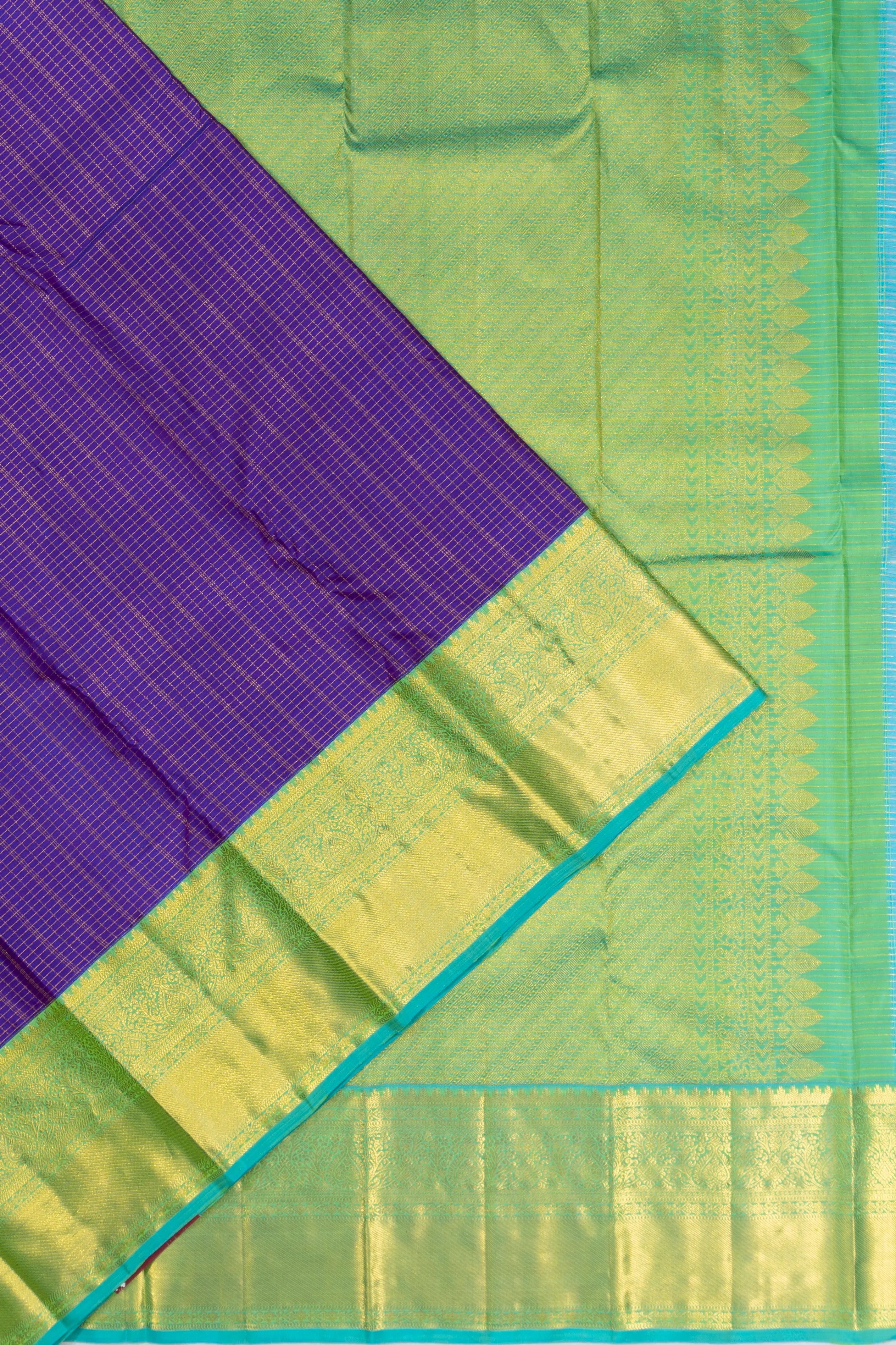 Taranga Kanchi Silk Checks Violet Saree