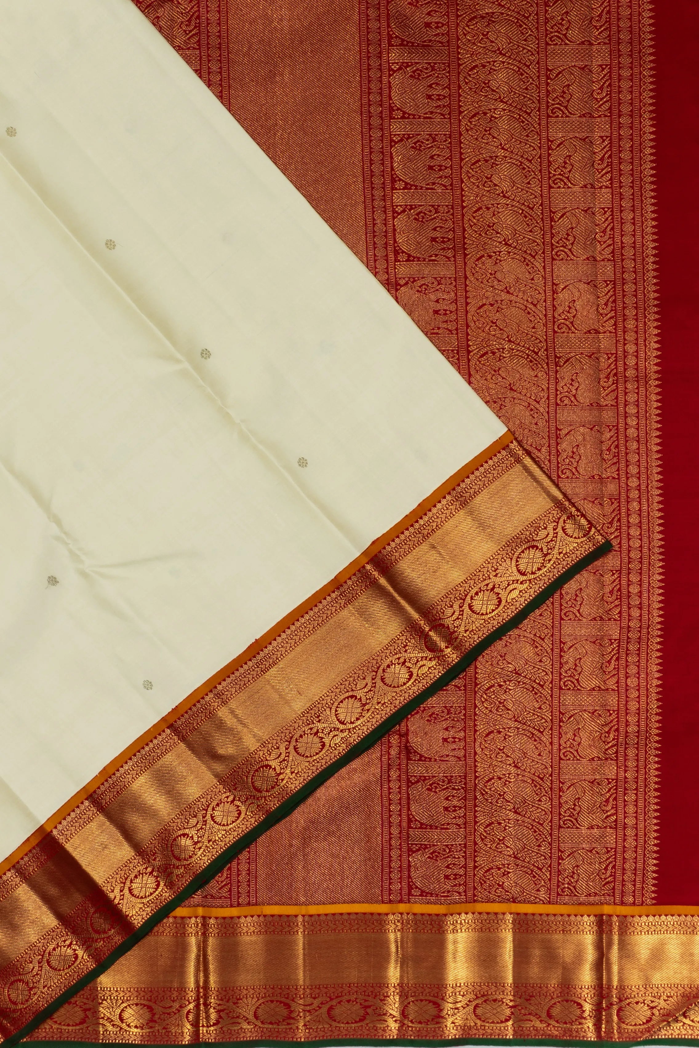 Classic Kanchipuram Silk Butta Off White Saree
