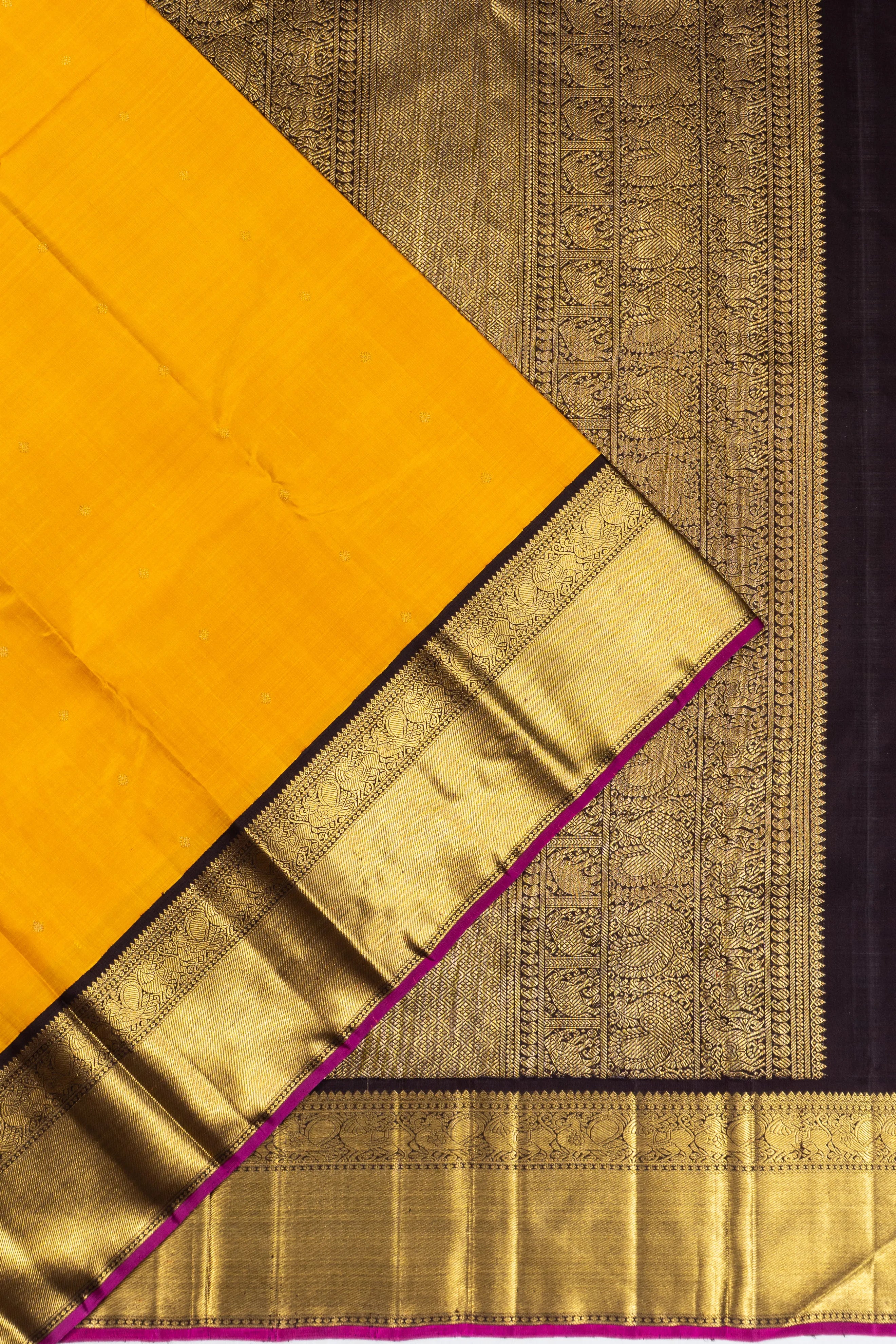 Kanchipuram Silk Butta Yellow Saree