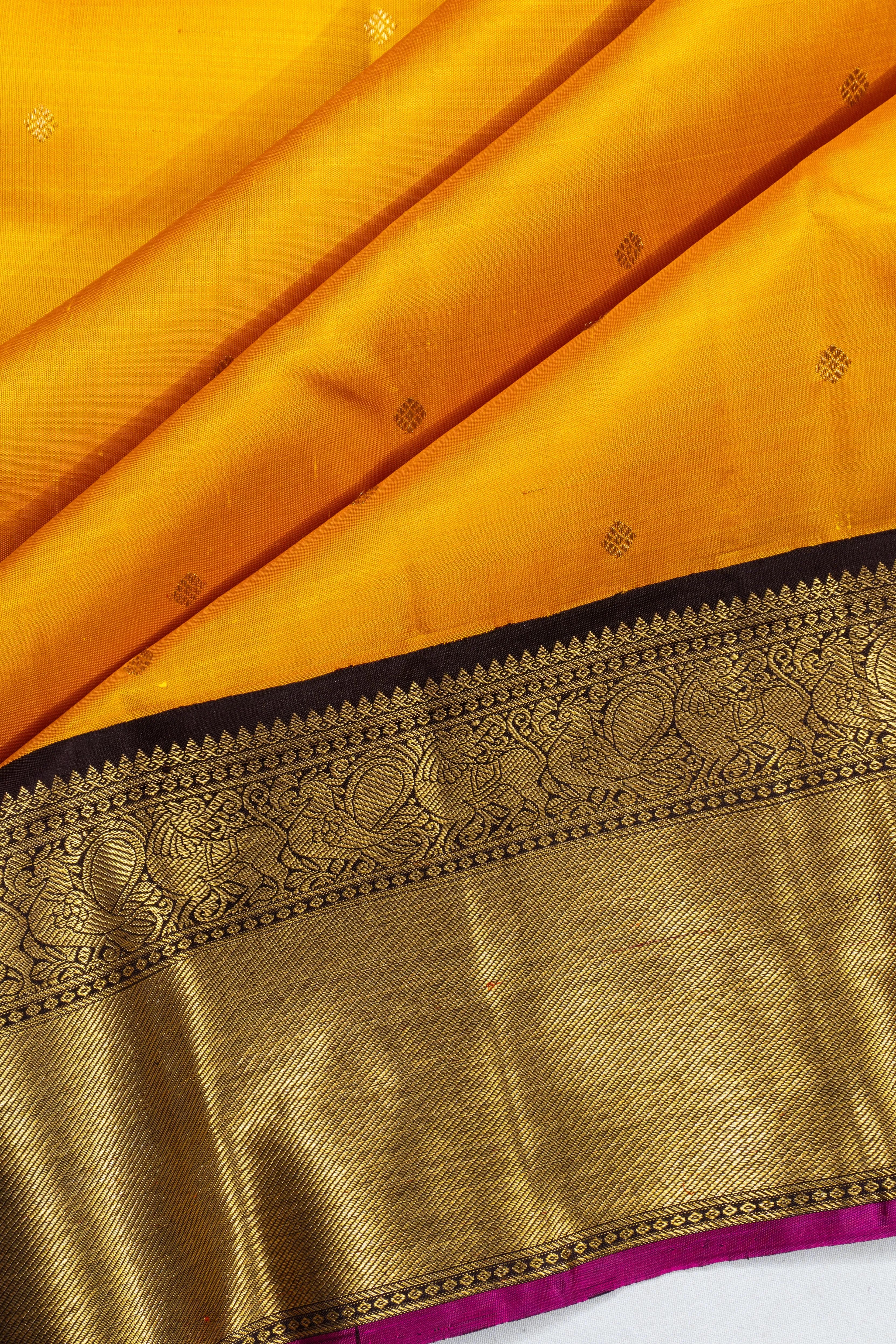 Kanchipuram Silk Butta Yellow Saree