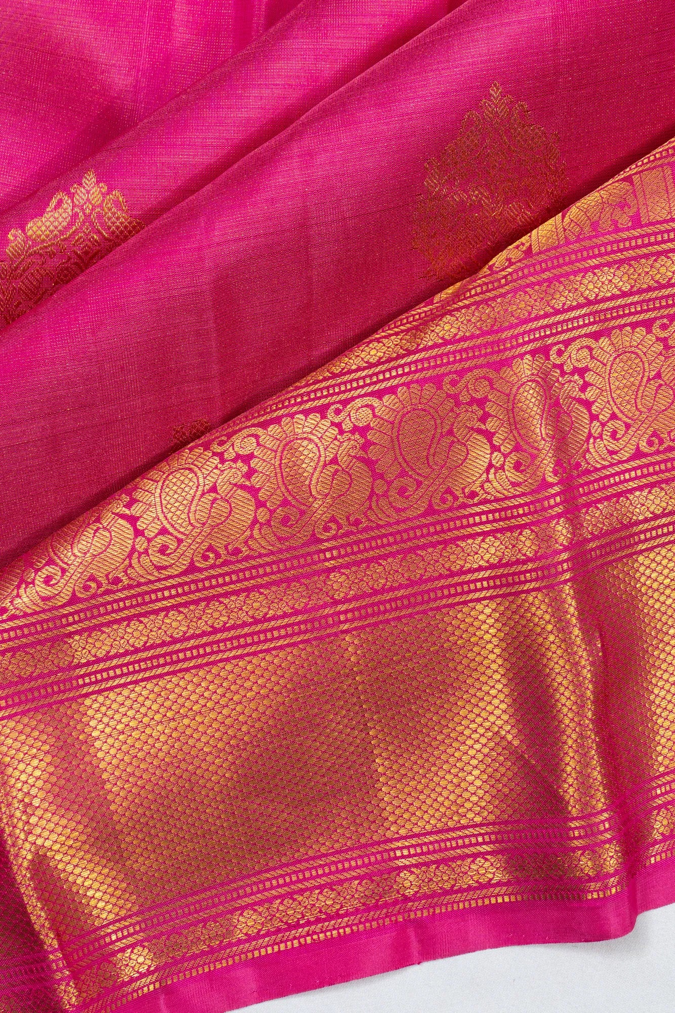 Kanchipuram Silk Butta Rani Pink Saree