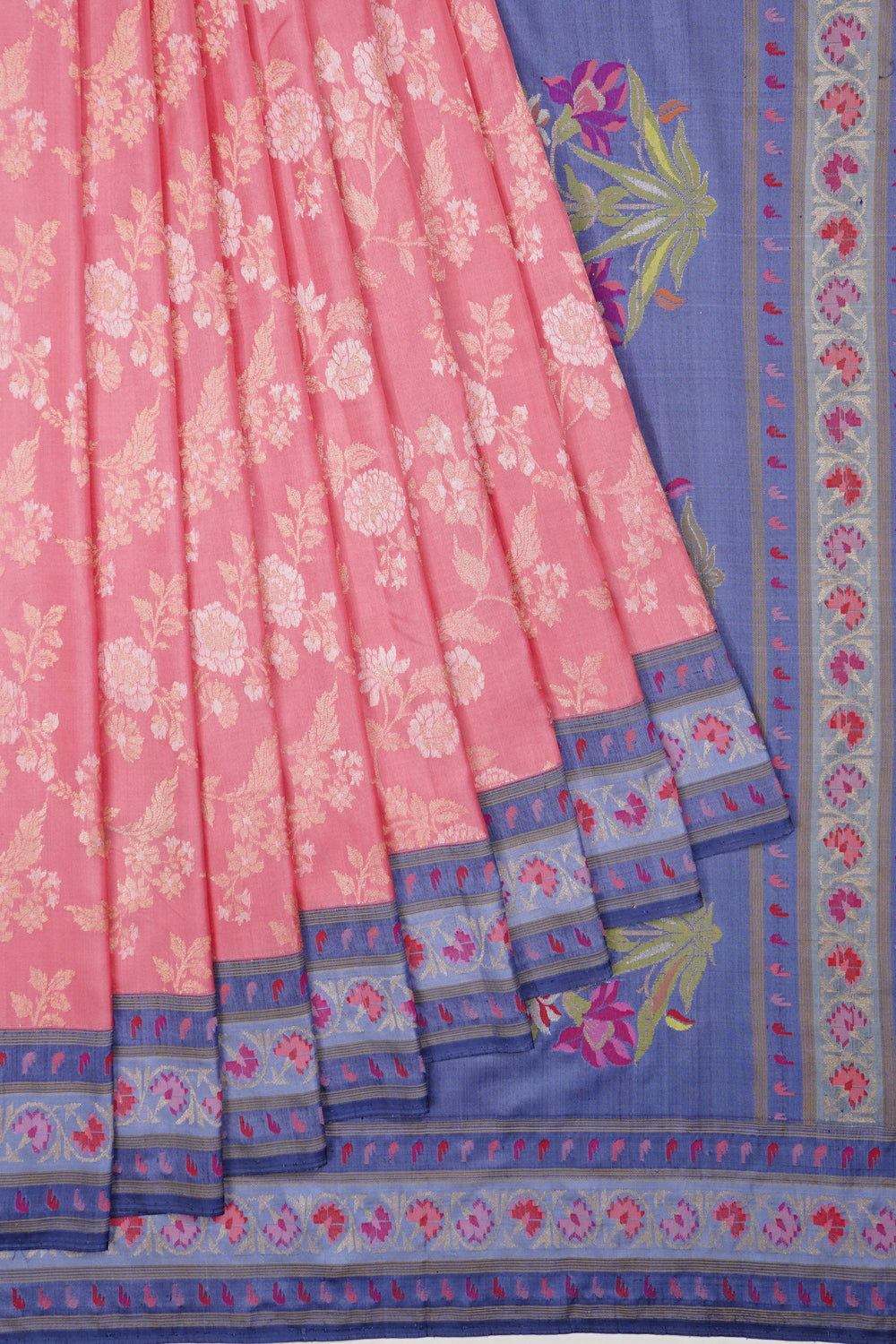 Banarasi Silk Jamdani Jaal Peach Saree