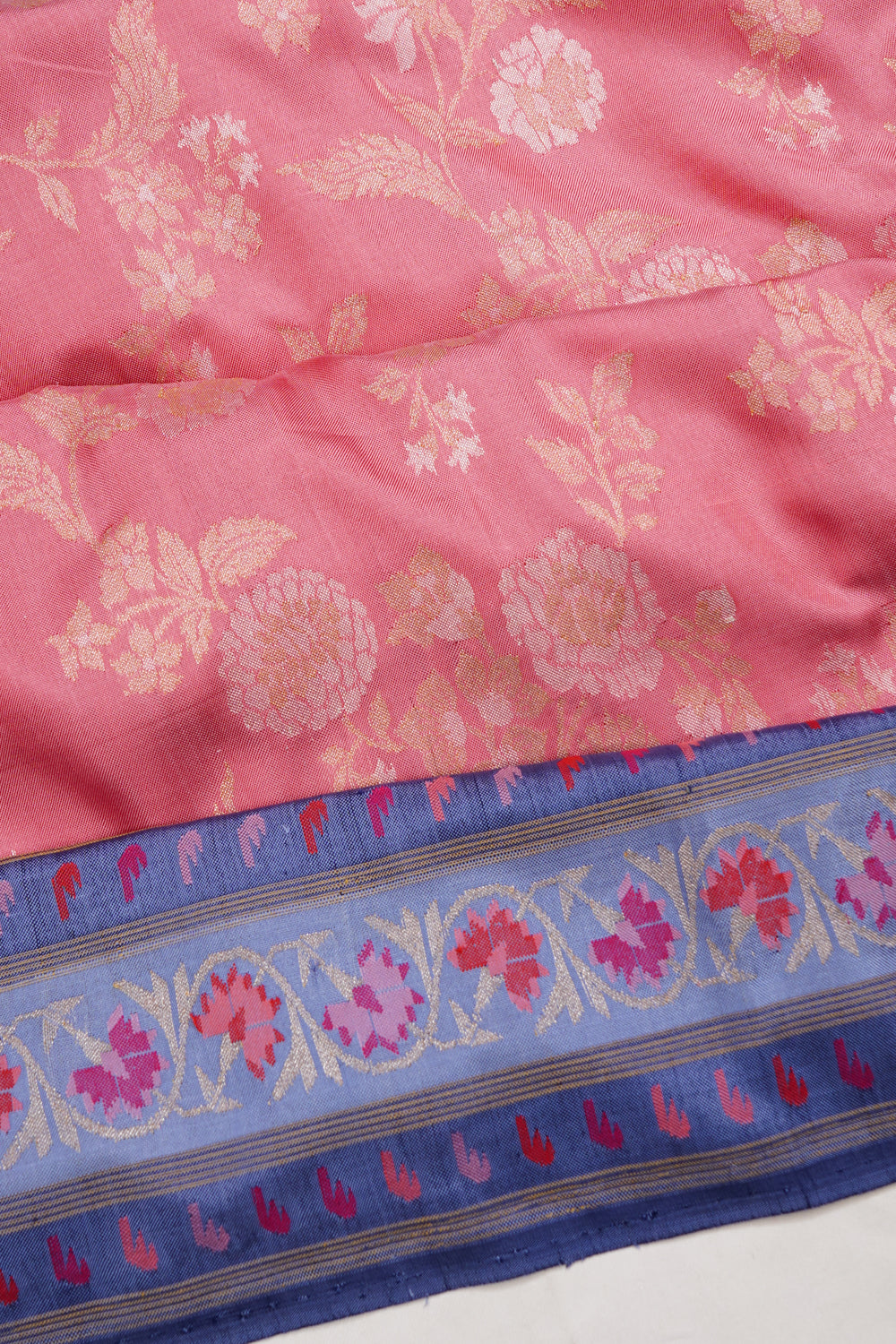 Banarasi Silk Jamdani Jaal Peach Saree