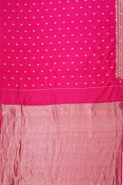 Banarasi Silk Butta Rani Pink Saree With Gota Patti Border