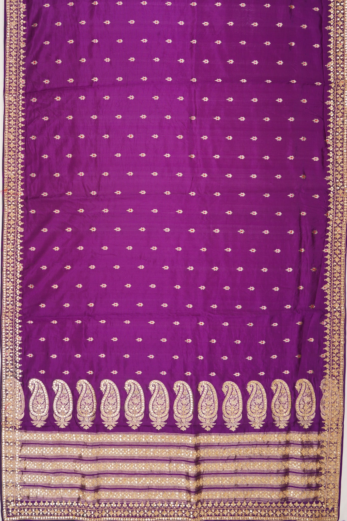 Banarasi Silk Butta Purple Saree With Gota Patti Border