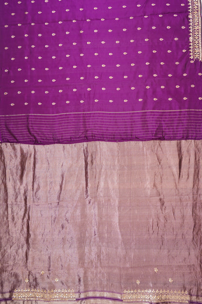 Banarasi Silk Butta Purple Saree With Gota Patti Border