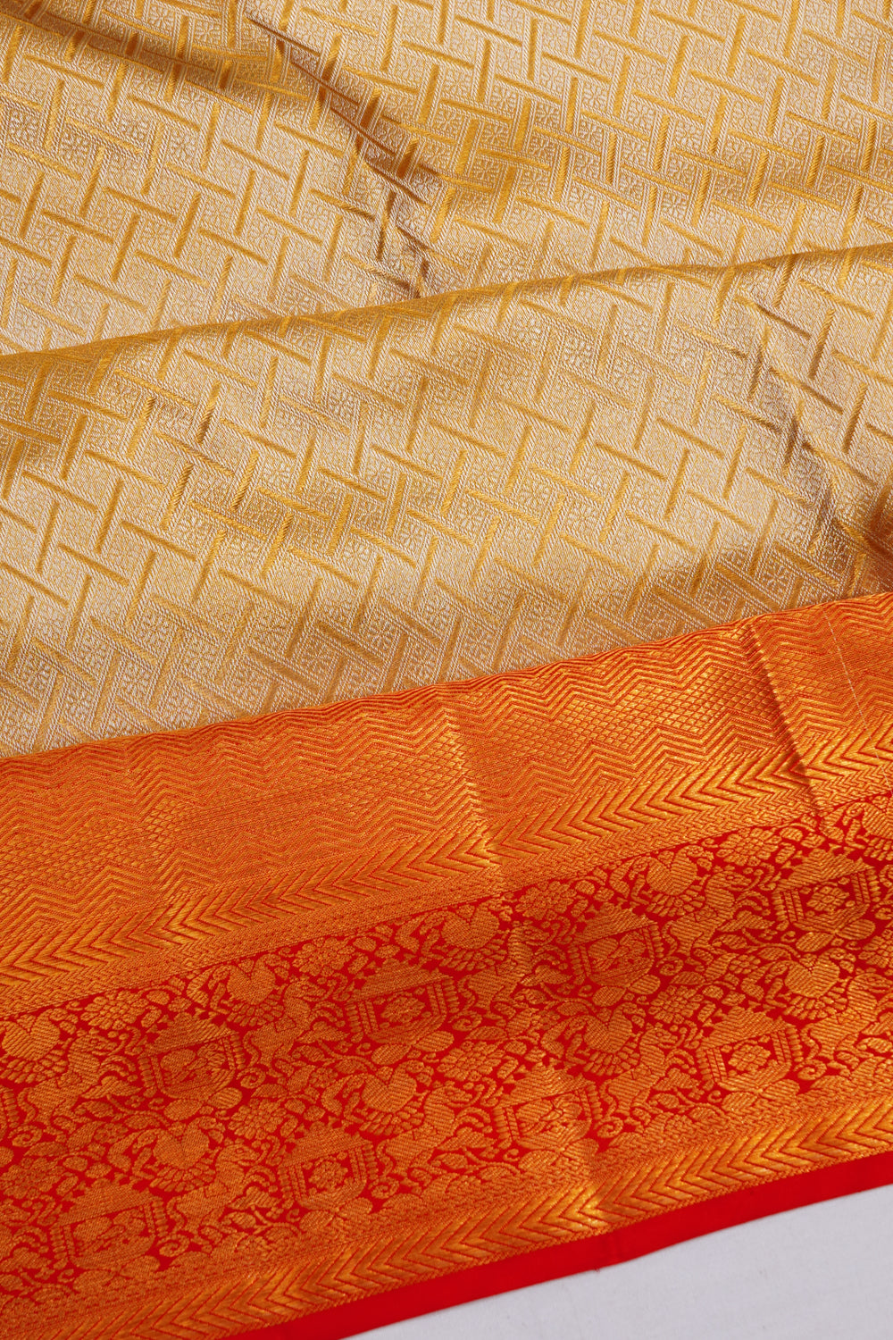 Taranga Kanchi Silk Tissue Brocade Gold Saree
