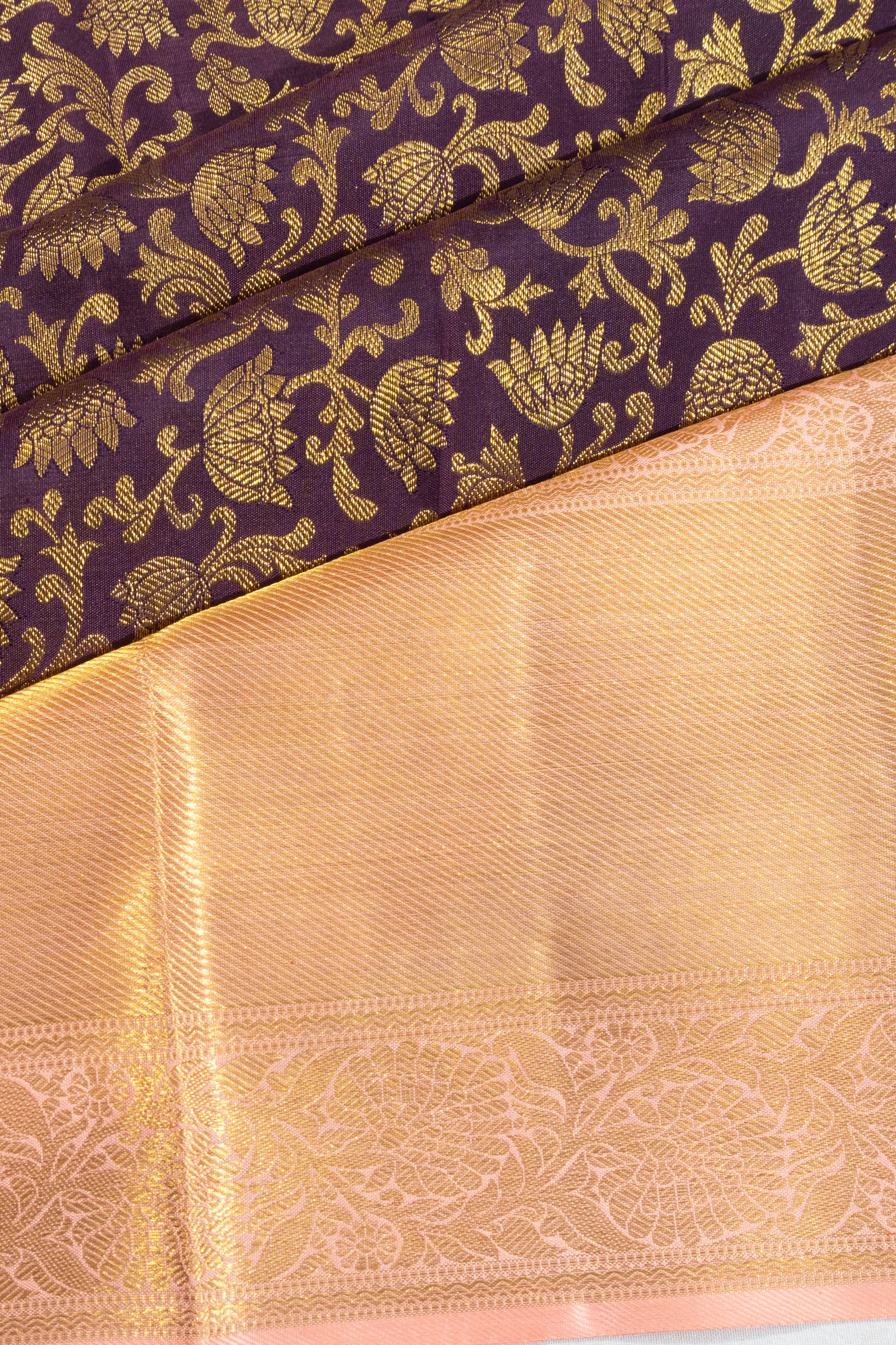 Kanchipuram Silk Brocade Purple Saree