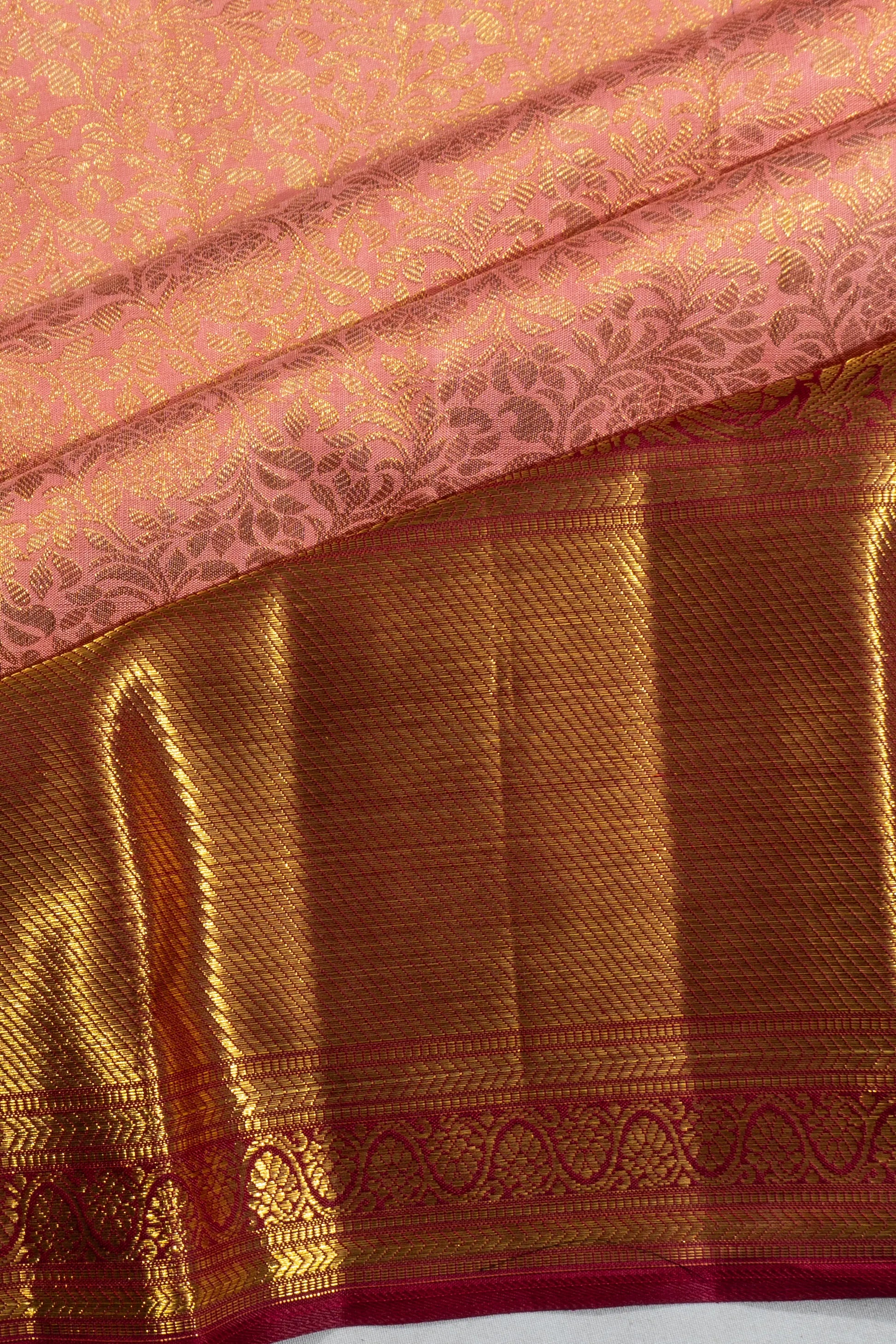 Kanchipuram Silk Brocade Baby Pink Saree