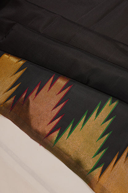 Classic Kanchipuram Silk Plain Black Saree