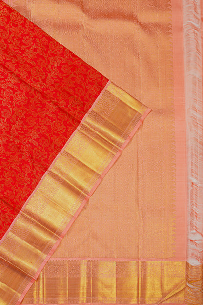 Kanchipuram Silk Brocade Red Saree