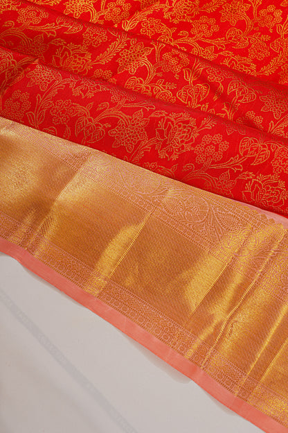 Kanchipuram Silk Brocade Red Saree