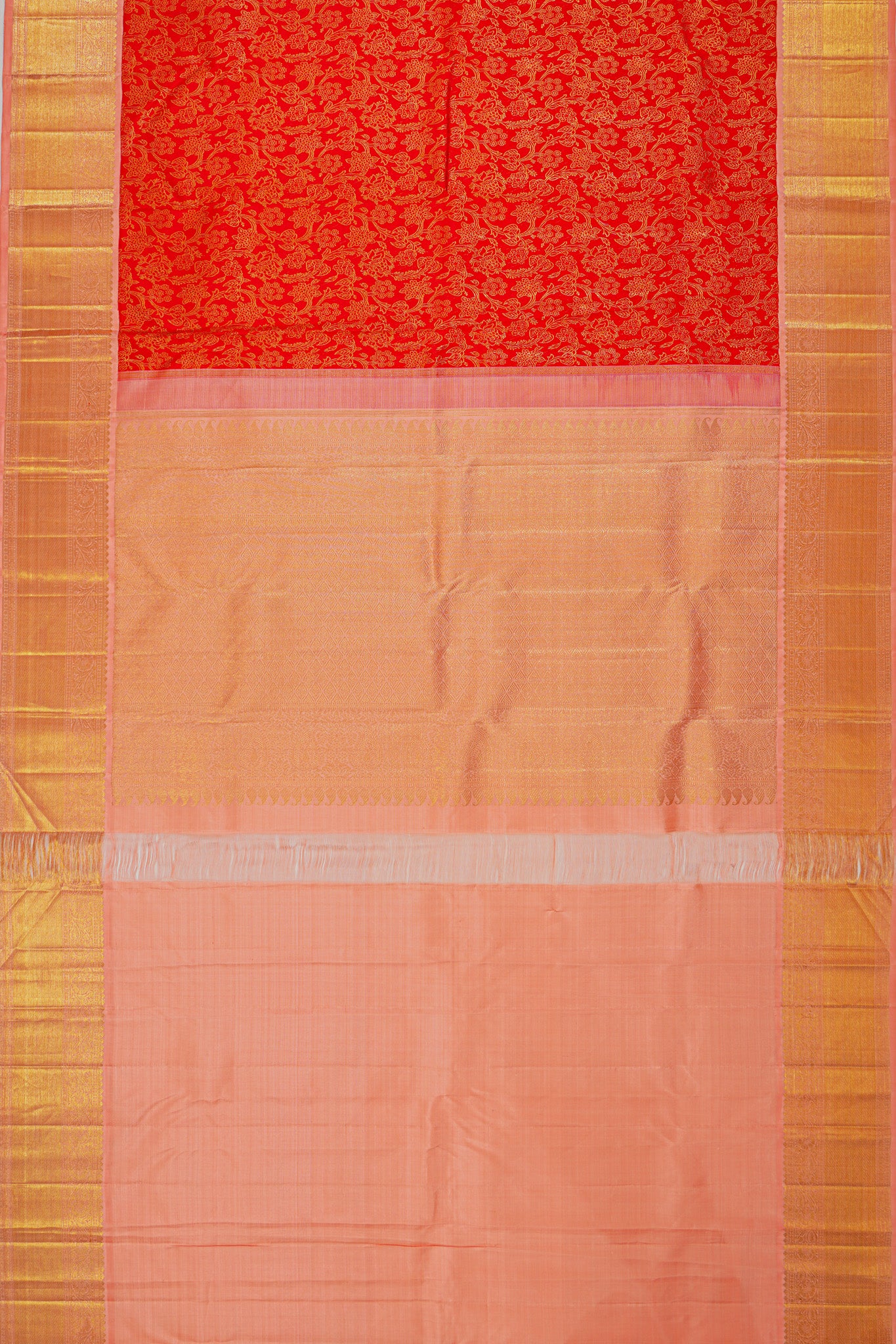 Kanchipuram Silk Brocade Red Saree