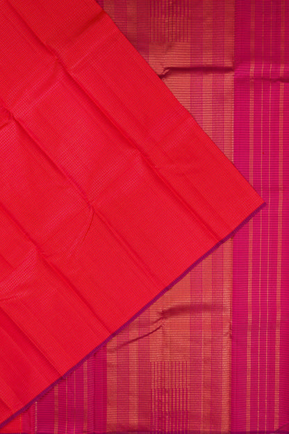 Taranga Kanchi Silk Checks Reddish Pink Saree