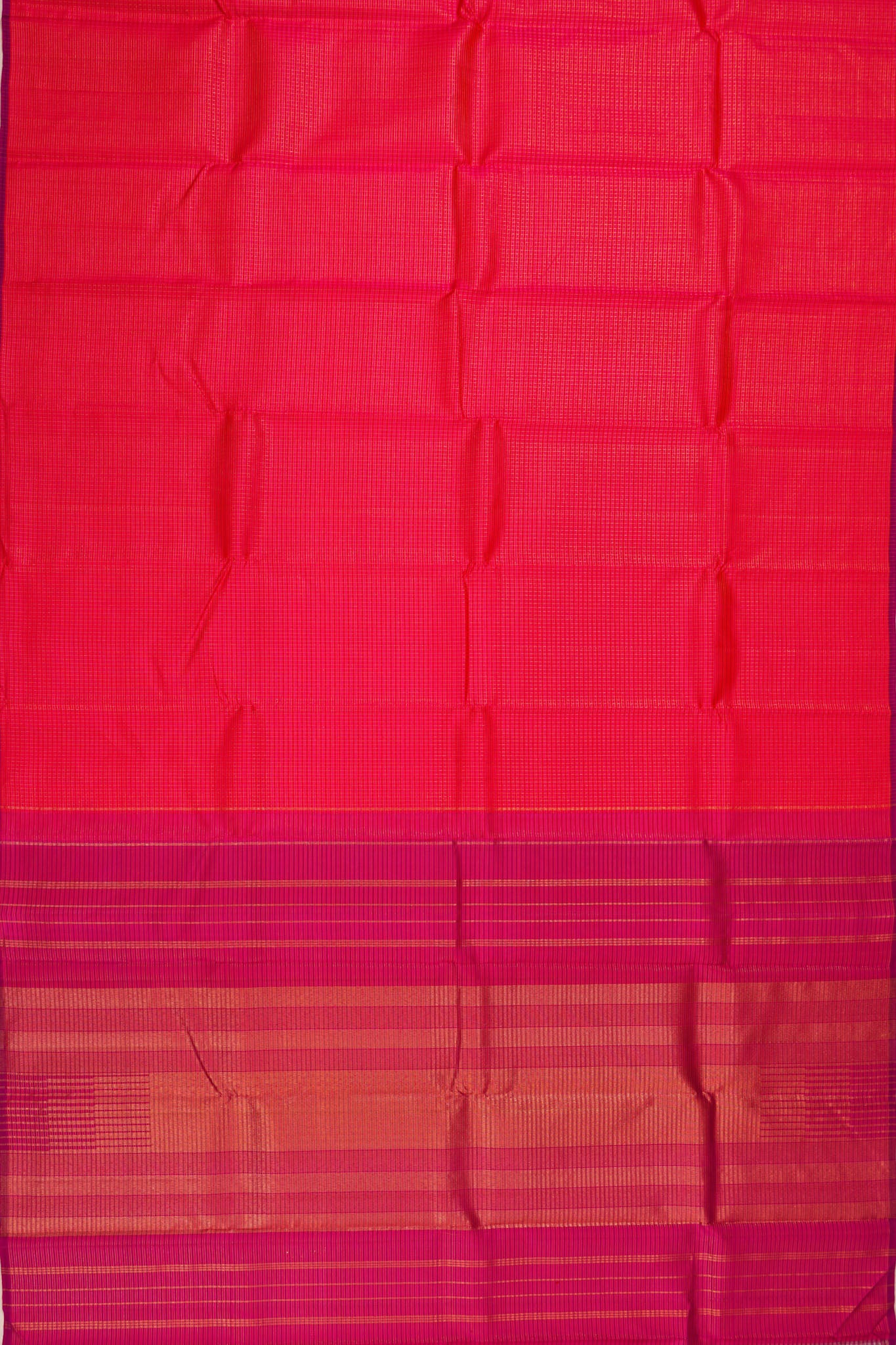 Taranga Kanchi Silk Checks Reddish Pink Saree