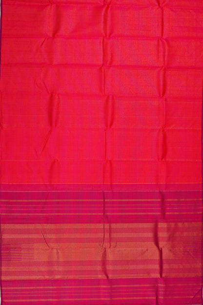 Taranga Kanchi Silk Checks Reddish Pink Saree