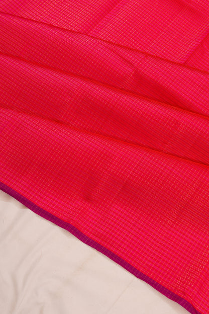 Taranga Kanchi Silk Checks Reddish Pink Saree