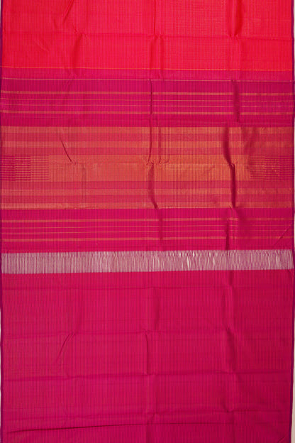 Taranga Kanchi Silk Checks Reddish Pink Saree