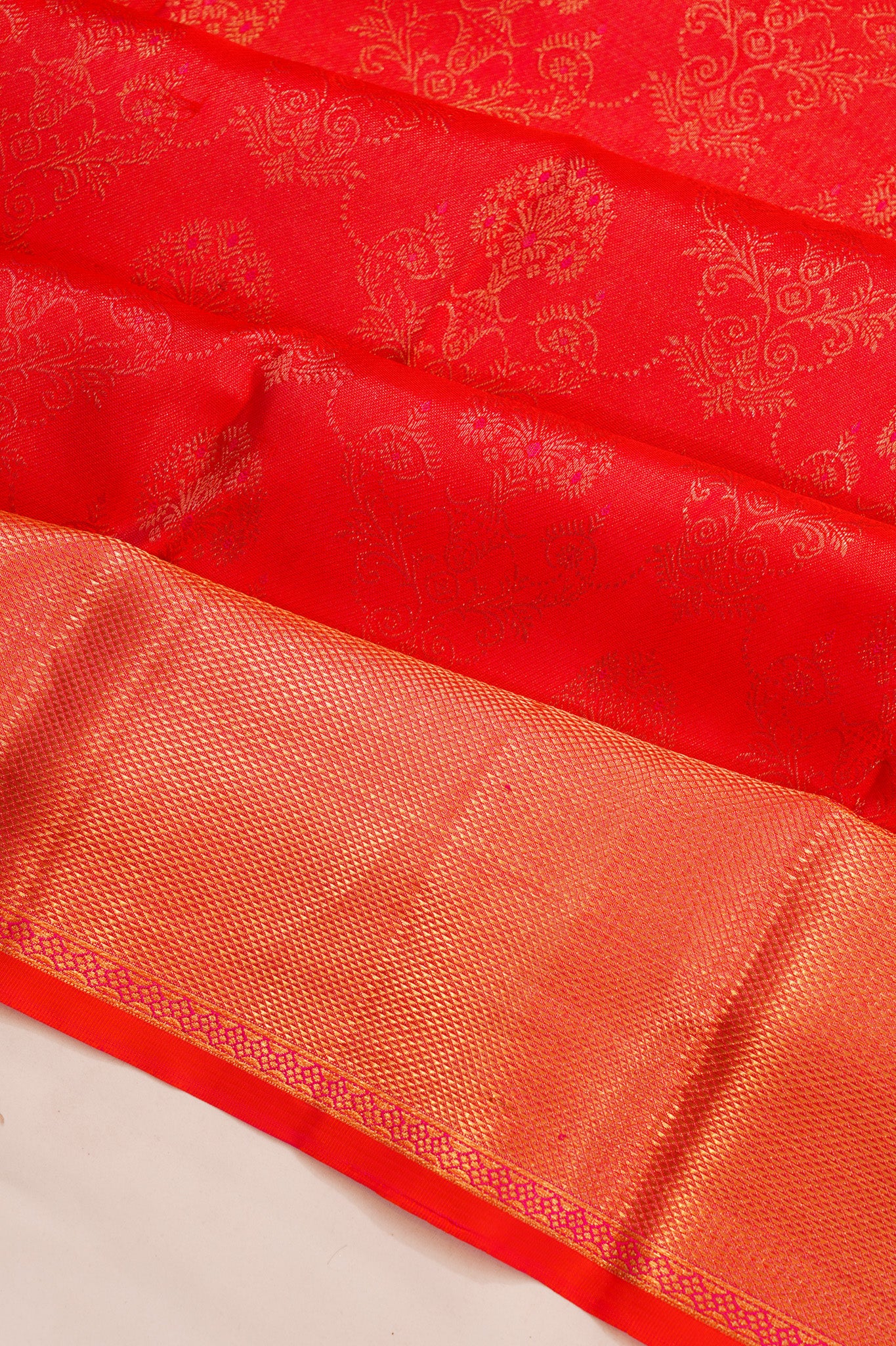 Taranga Kanchi Silk Brocade Red Saree