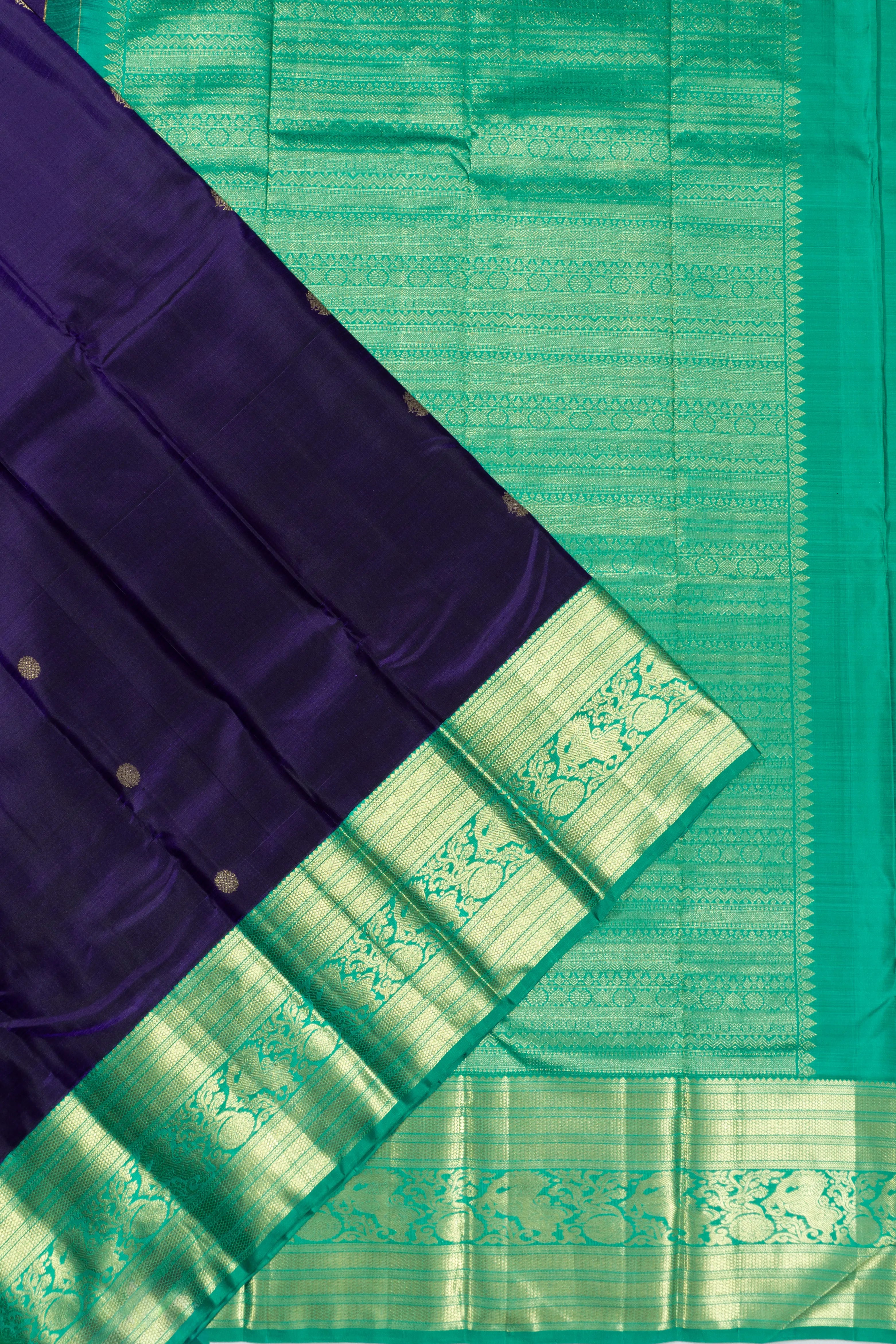 Kanchipuram Silk Butta Dark Blue Saree