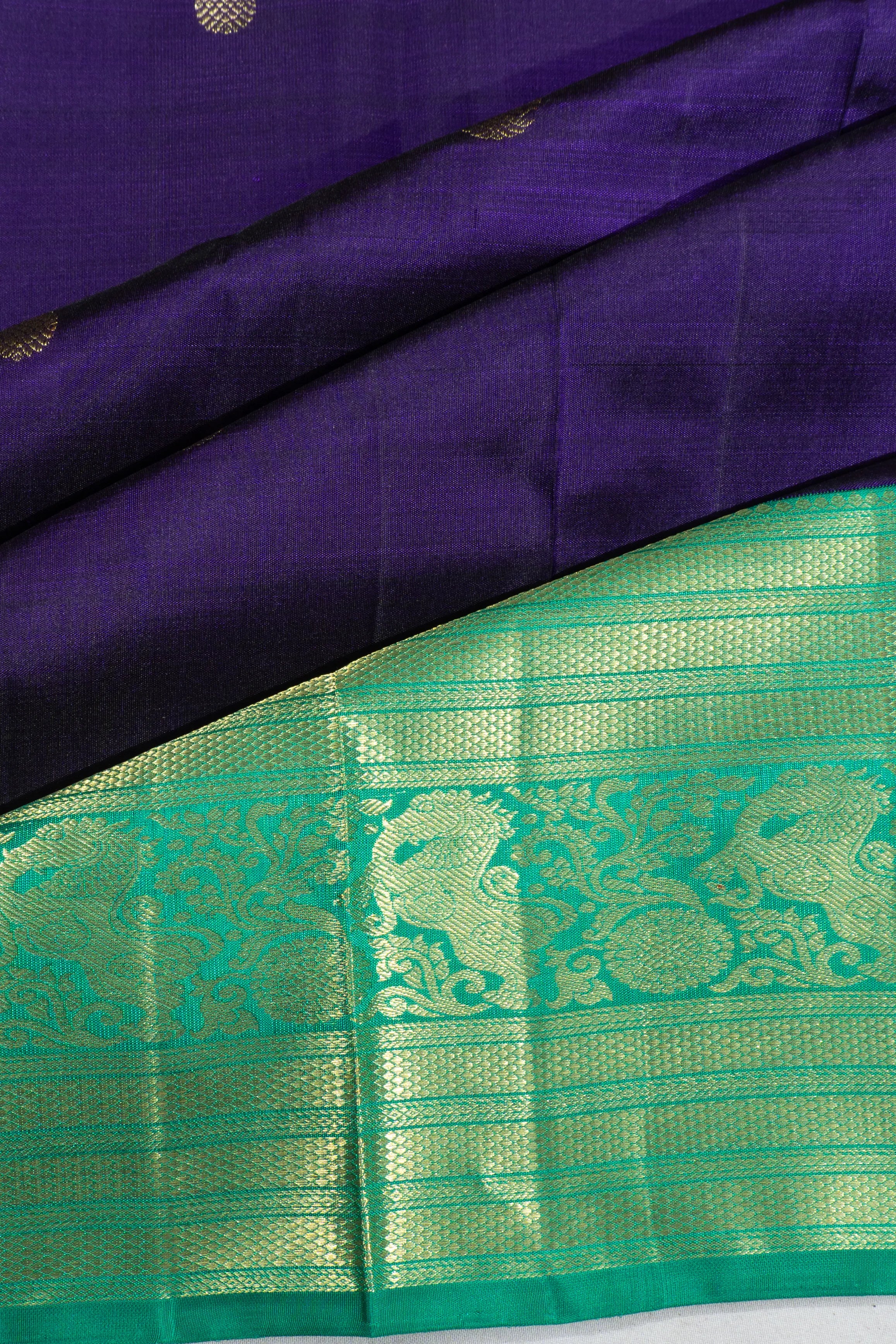Kanchipuram Silk Butta Dark Blue Saree