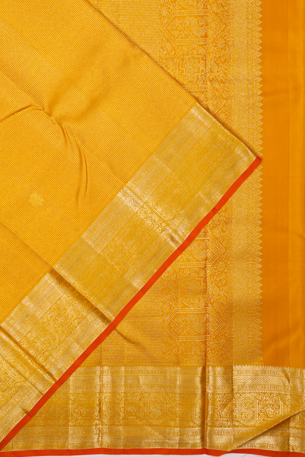 Kanchipuram Silk Brocade And Butta Yellow Saree