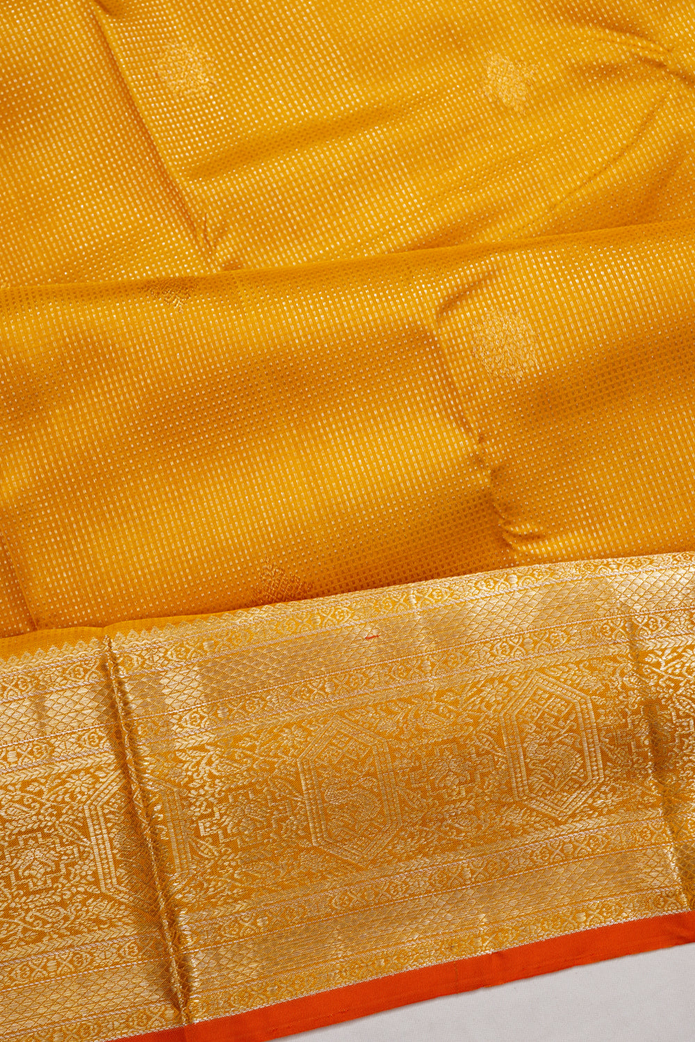 Kanchipuram Silk Brocade And Butta Yellow Saree
