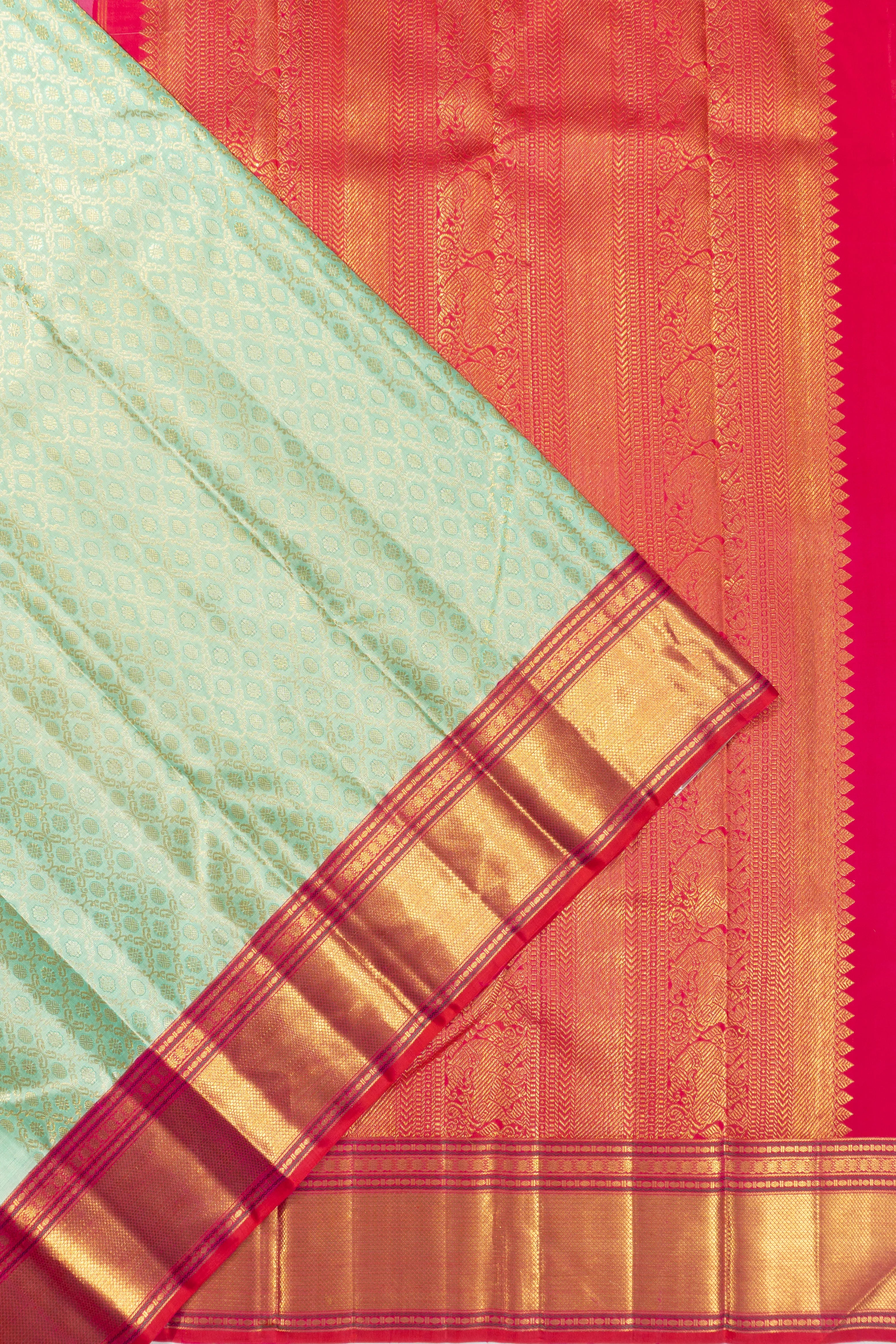 Kanchipuram Silk Brocade Pastel Green Saree