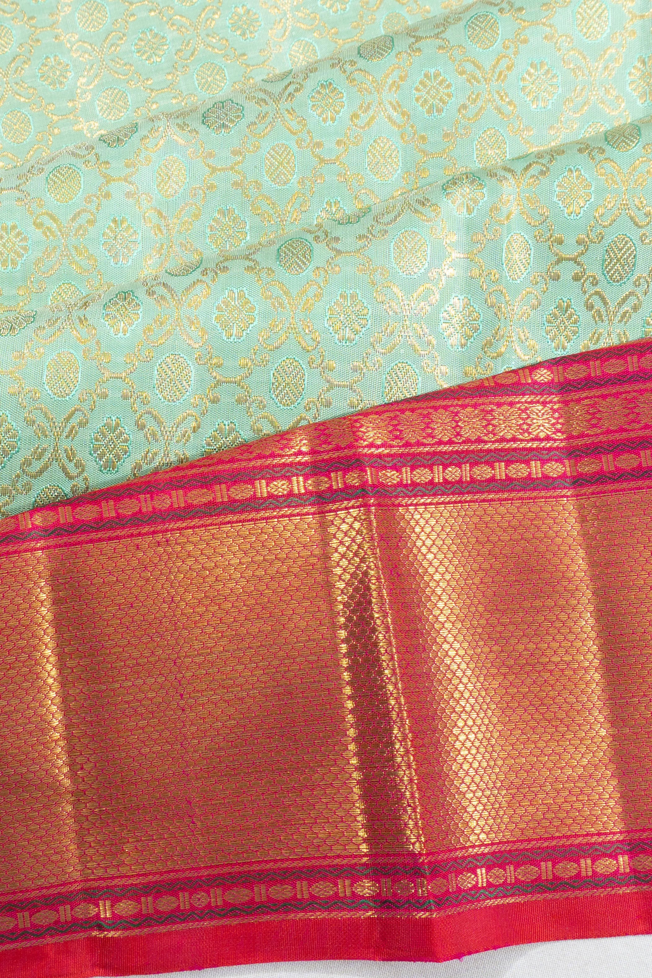Kanchipuram Silk Brocade Pastel Green Saree