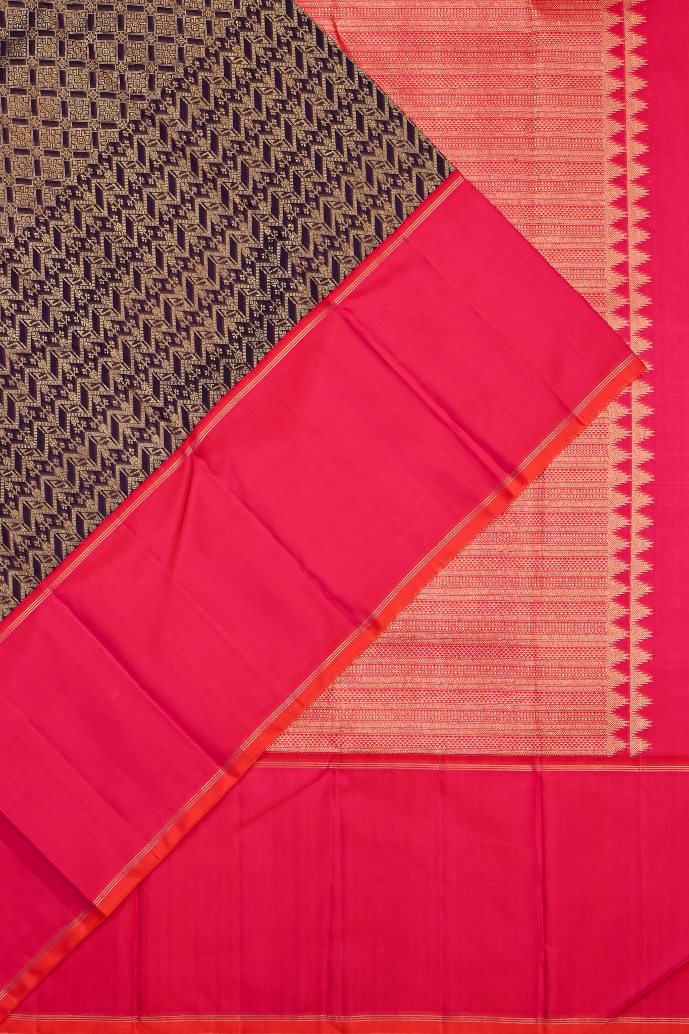 Classic Kanchipuram Silk Brocade Black Sraee