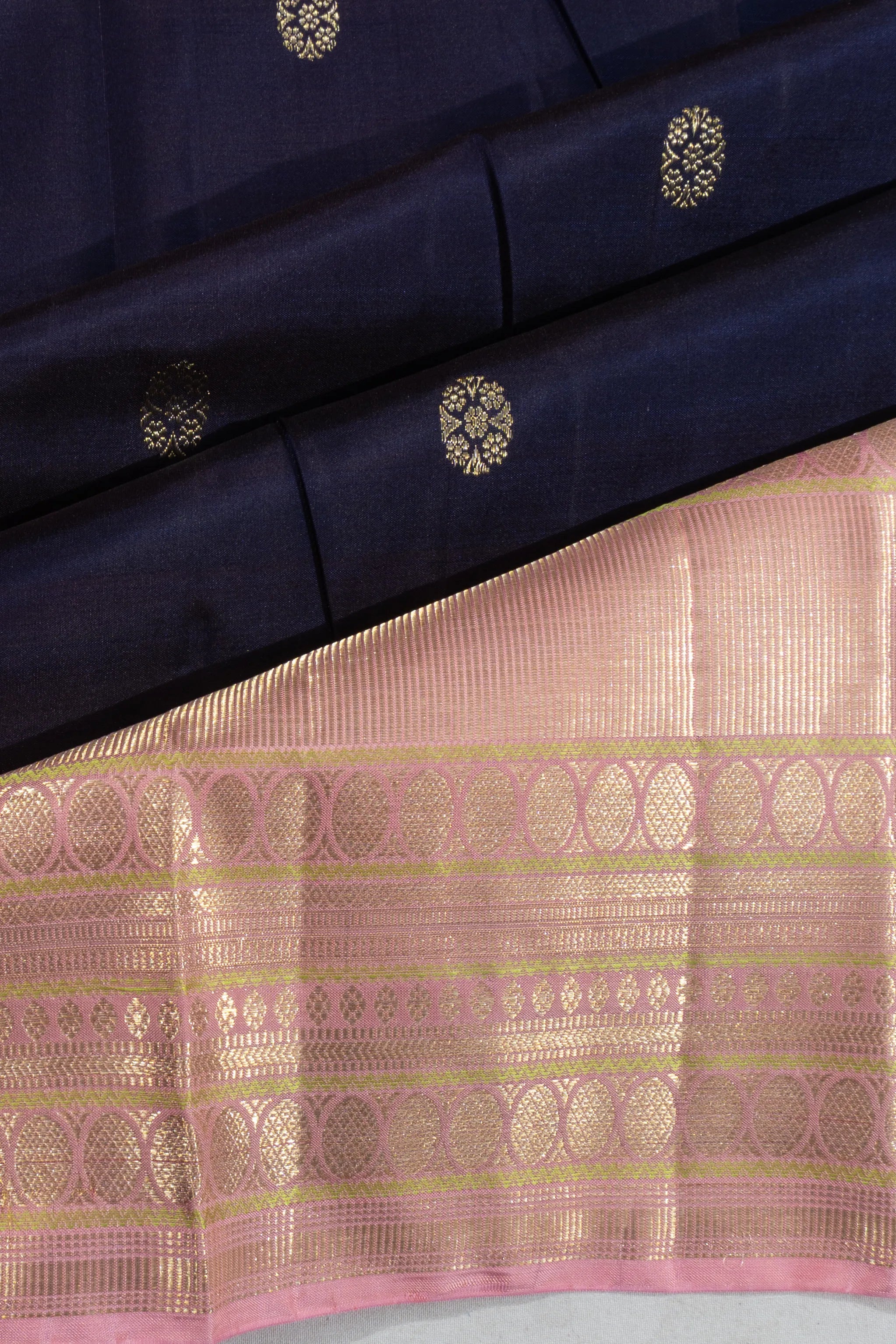 Kanchipuram Silk Butta Dark Blue Saree