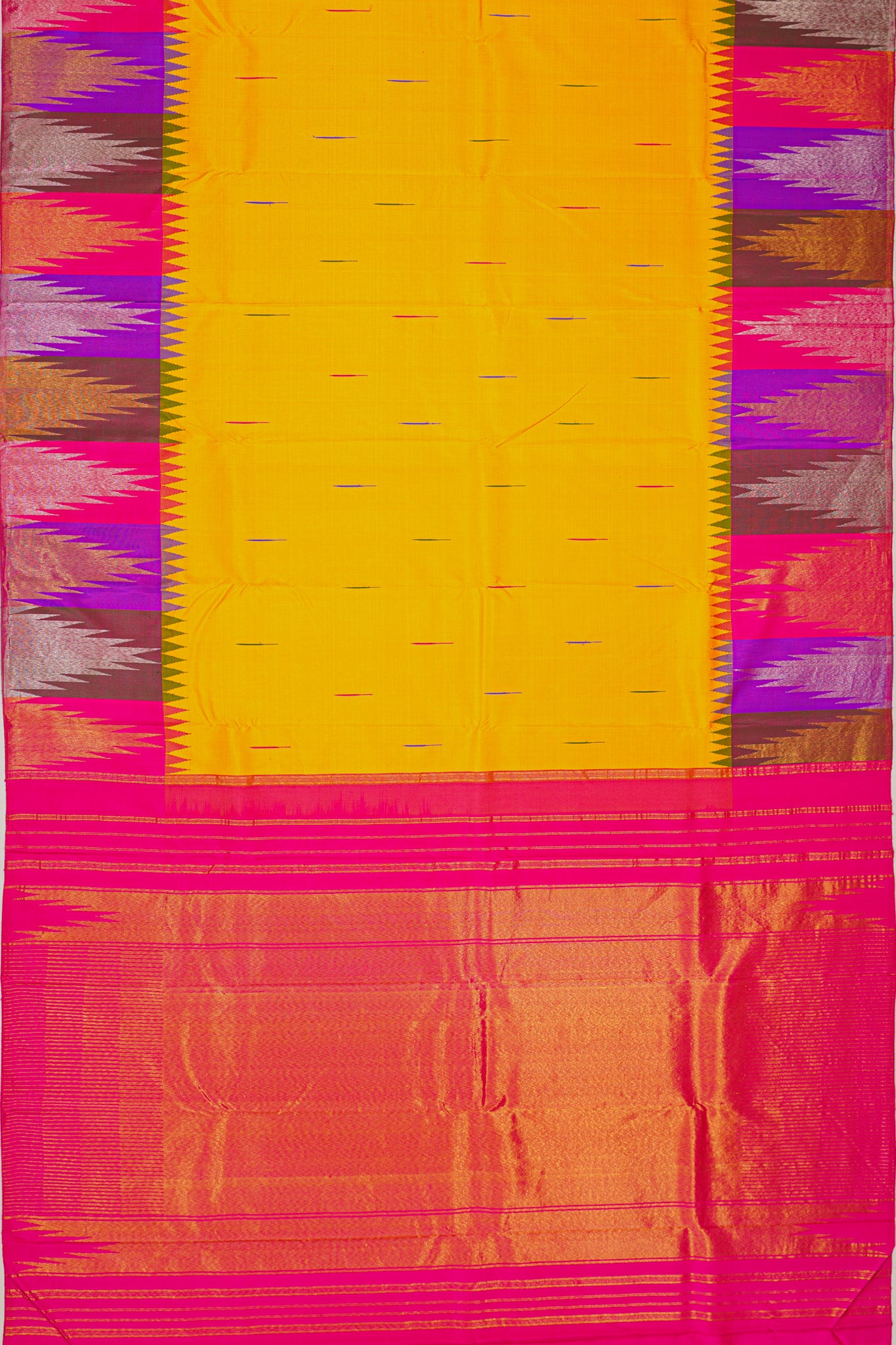 Kanchipuram Silk Butta Yellow Saree