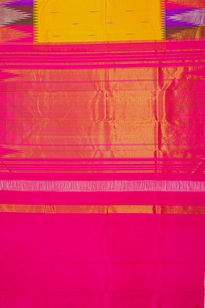 Kanchipuram Silk Butta Yellow Saree