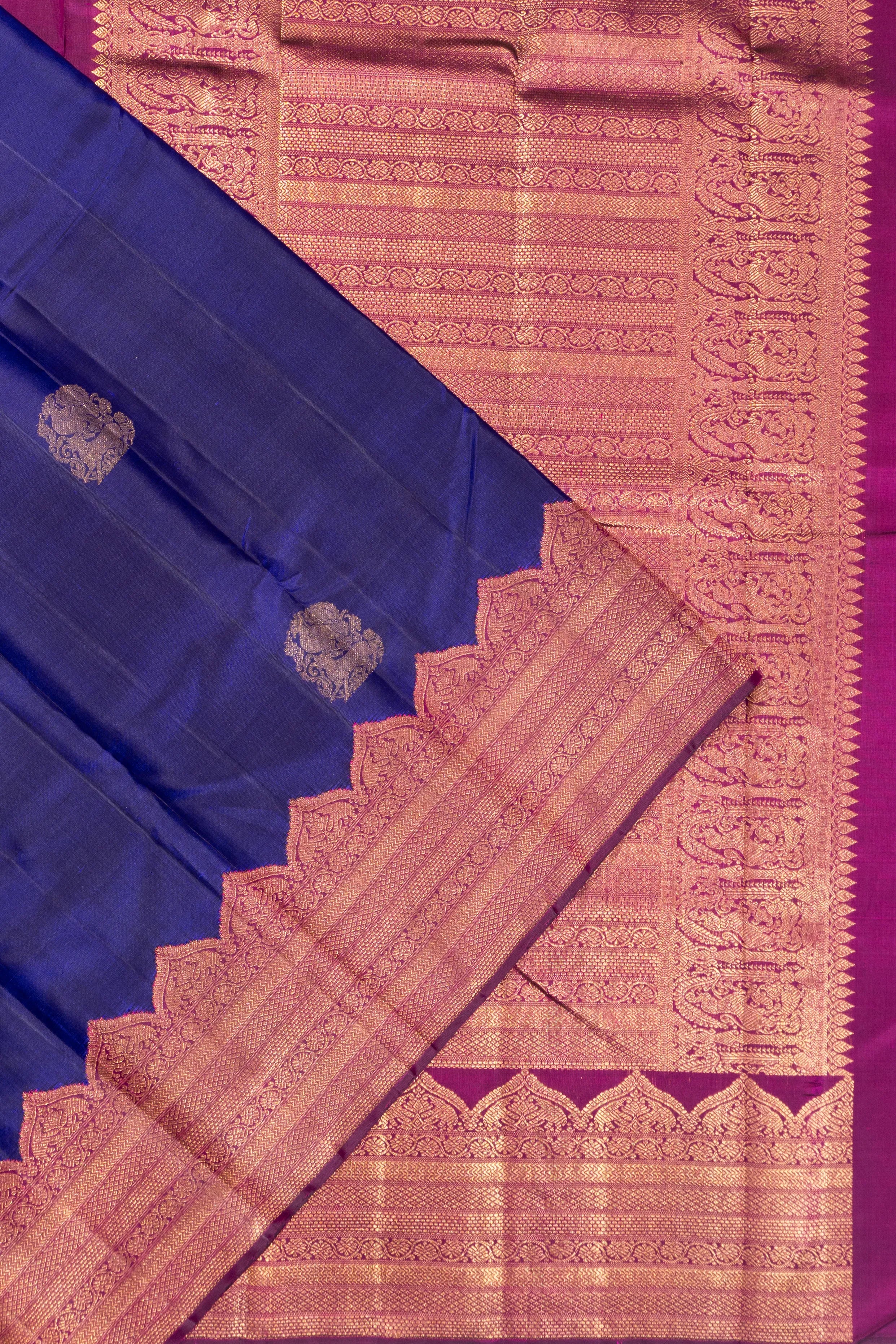 Kanchipuram Silk Butta Royal Blue Saree