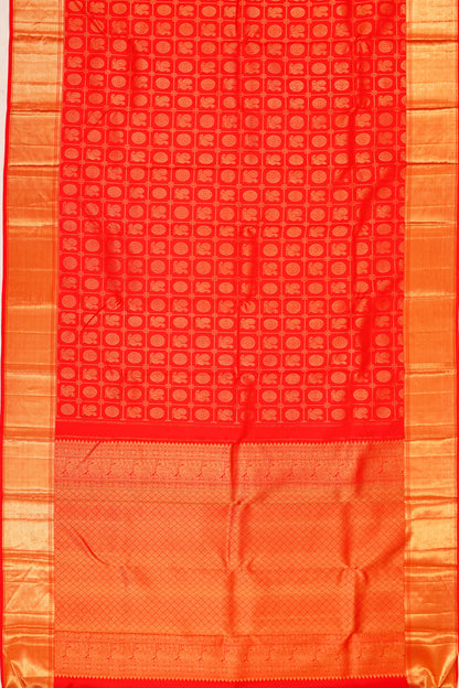 Taranga Kanchi Silk Checks And Butta Red Saree