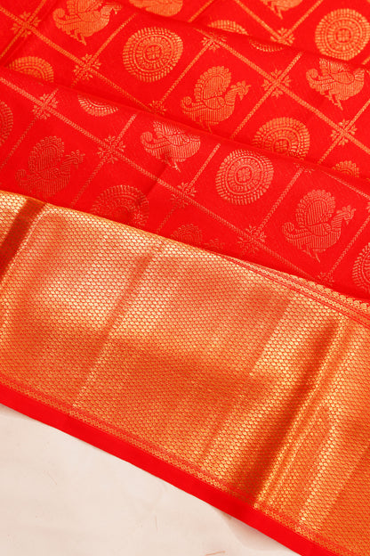 Taranga Kanchi Silk Checks And Butta Red Saree