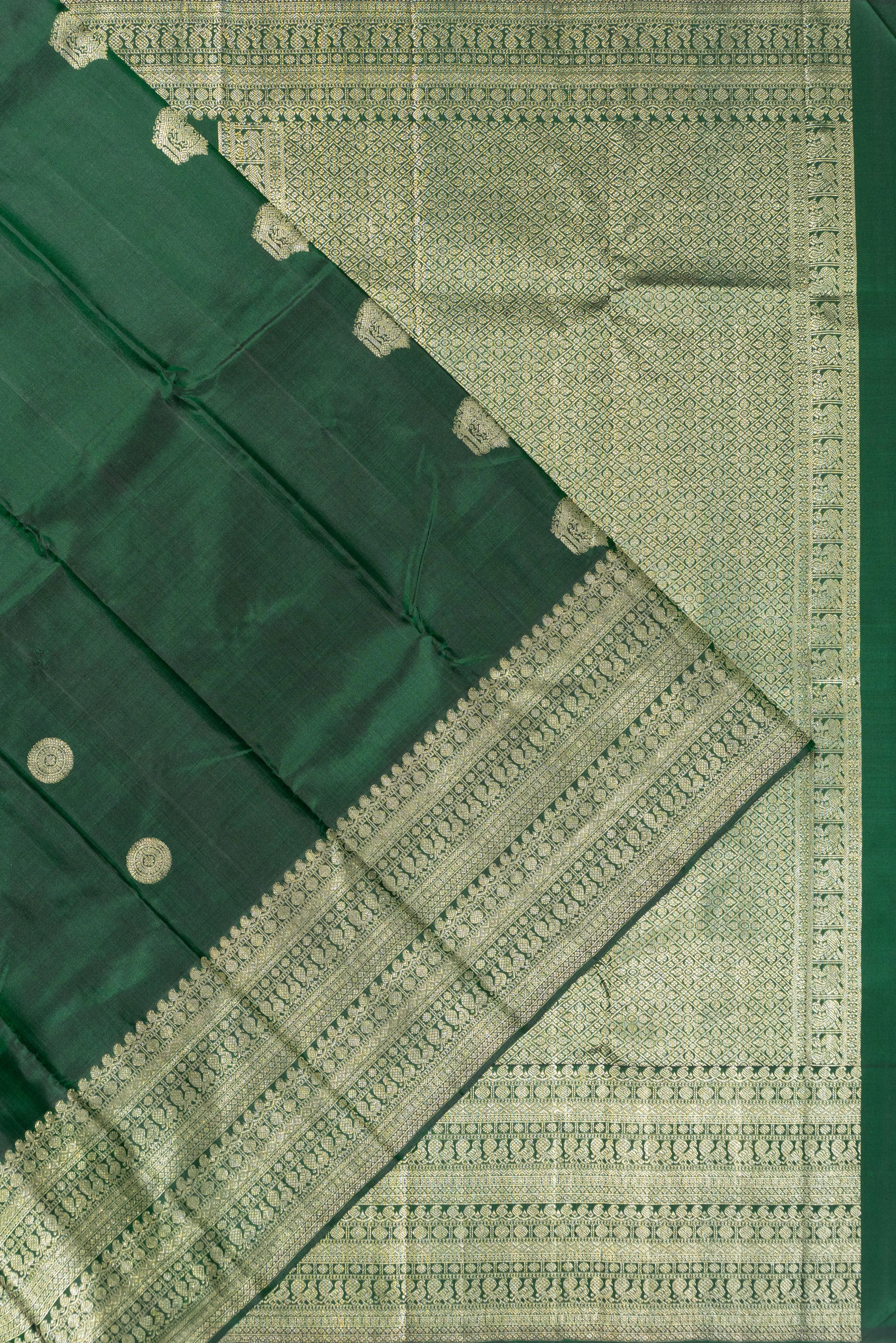 Kanchipuram Silk Butta Dark Green Saree