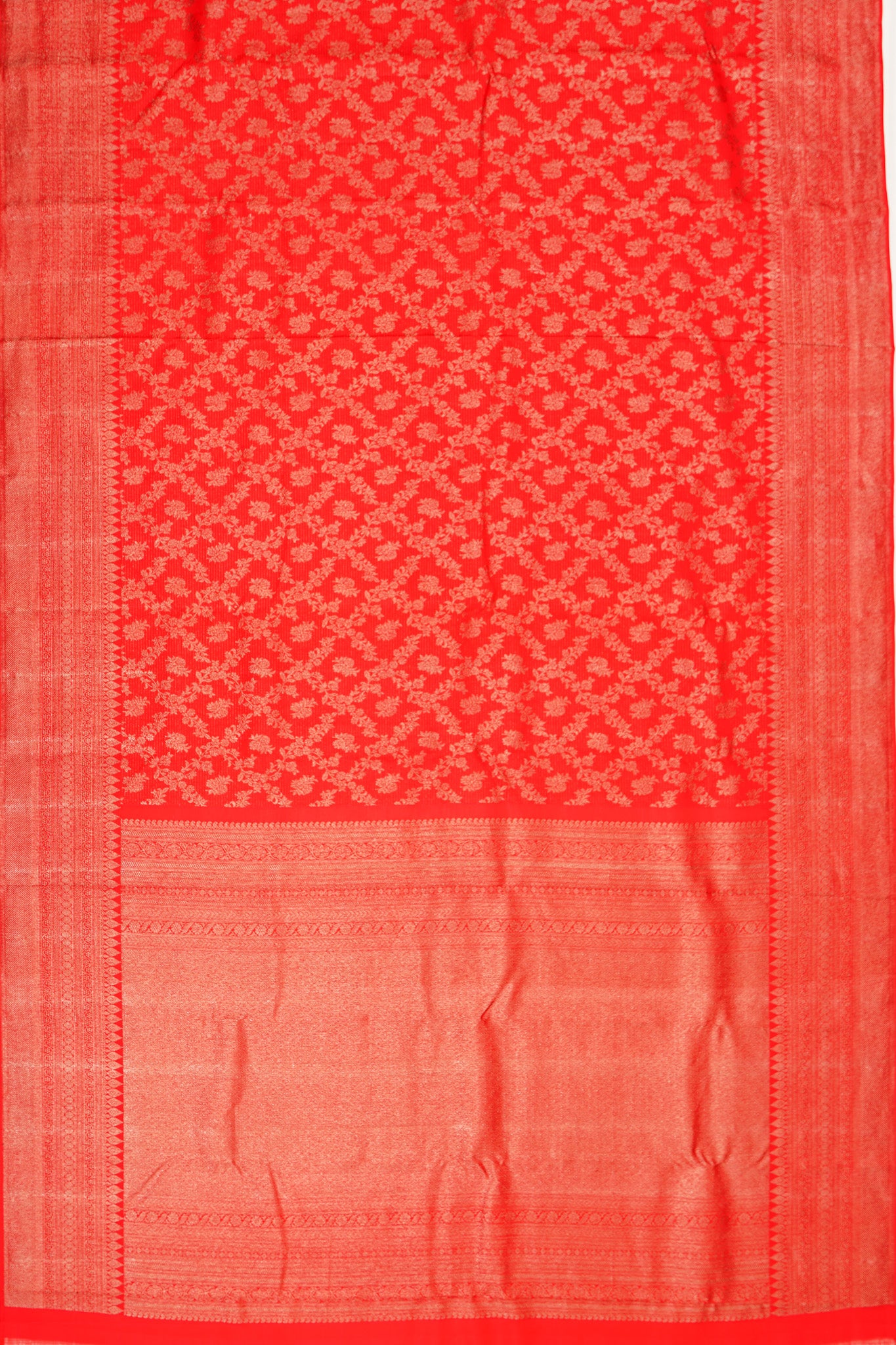 Antique Zari Kanchipuram Silk Brocade Red Saree
