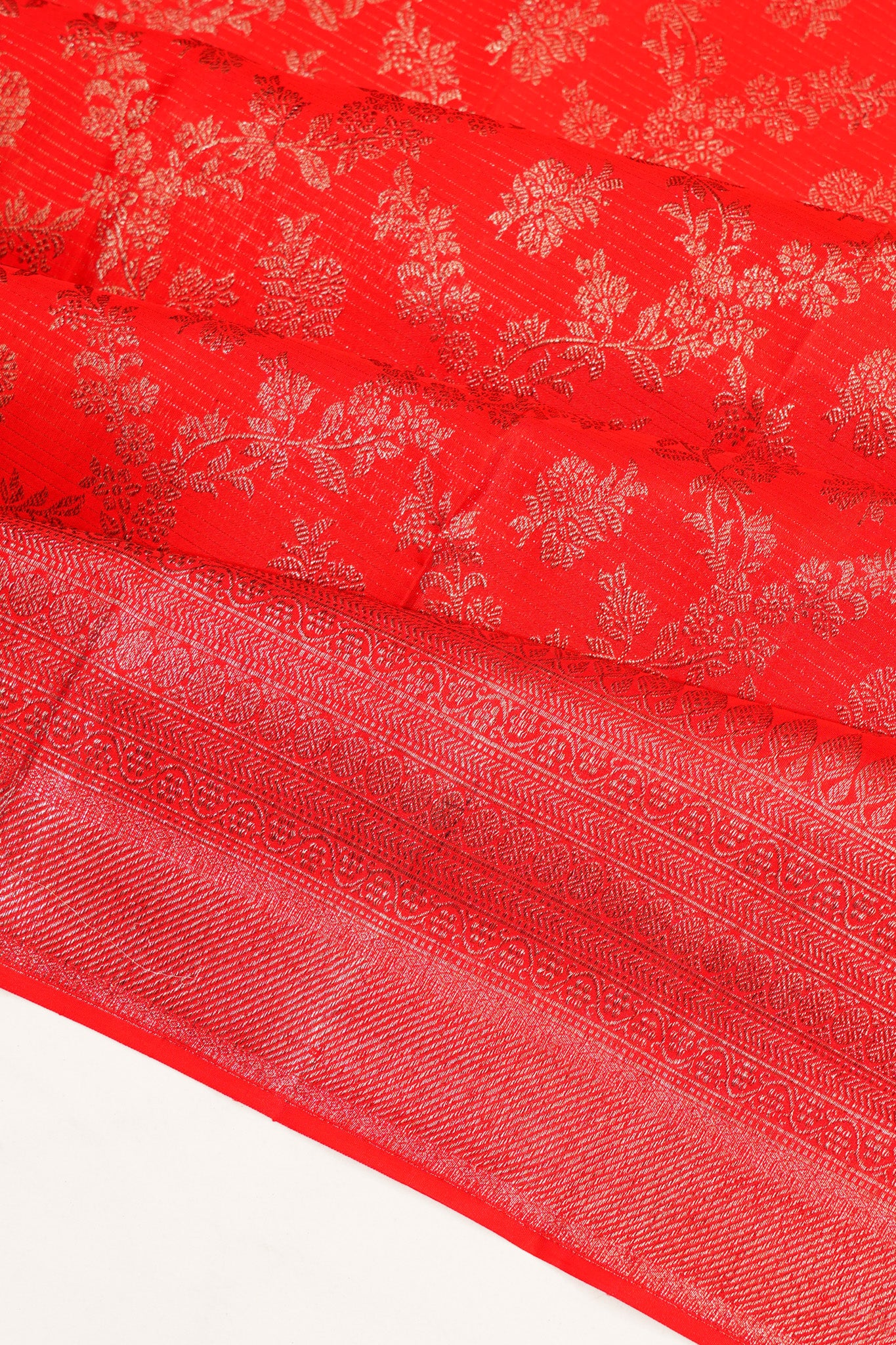 Antique Zari Kanchipuram Silk Brocade Red Saree