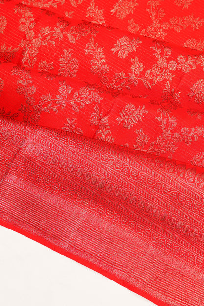Antique Zari Kanchipuram Silk Brocade Red Saree