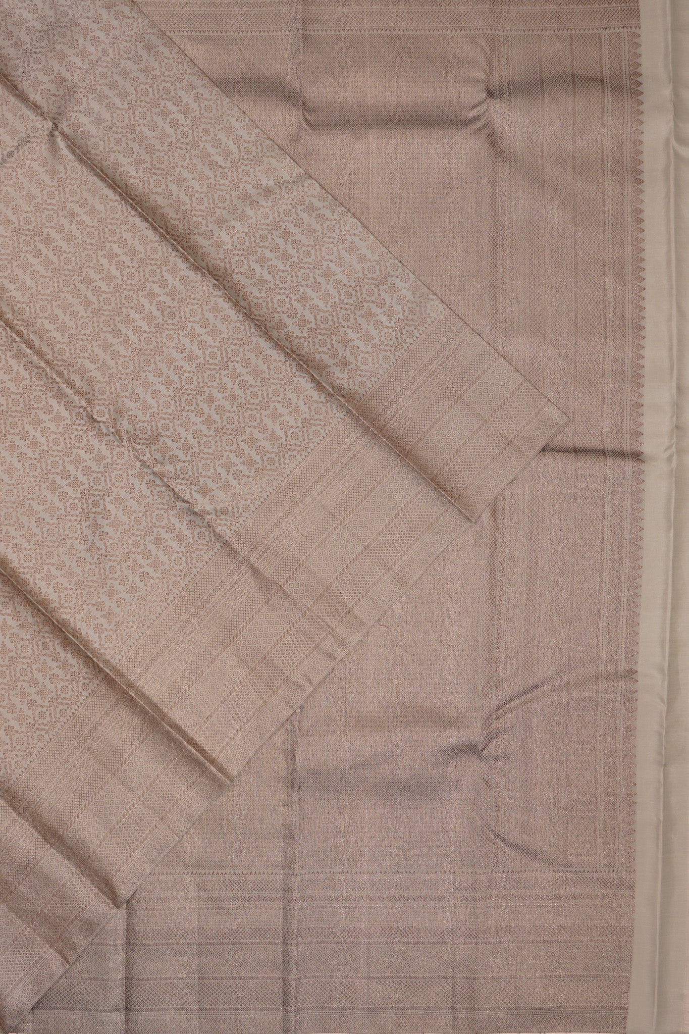 Antique Zari Kanchipuram Silk Brocade White Saree