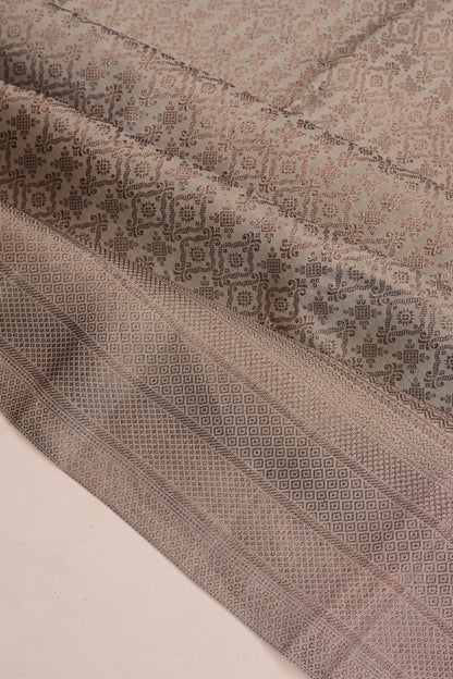 Antique Zari Kanchipuram Silk Brocade White Saree