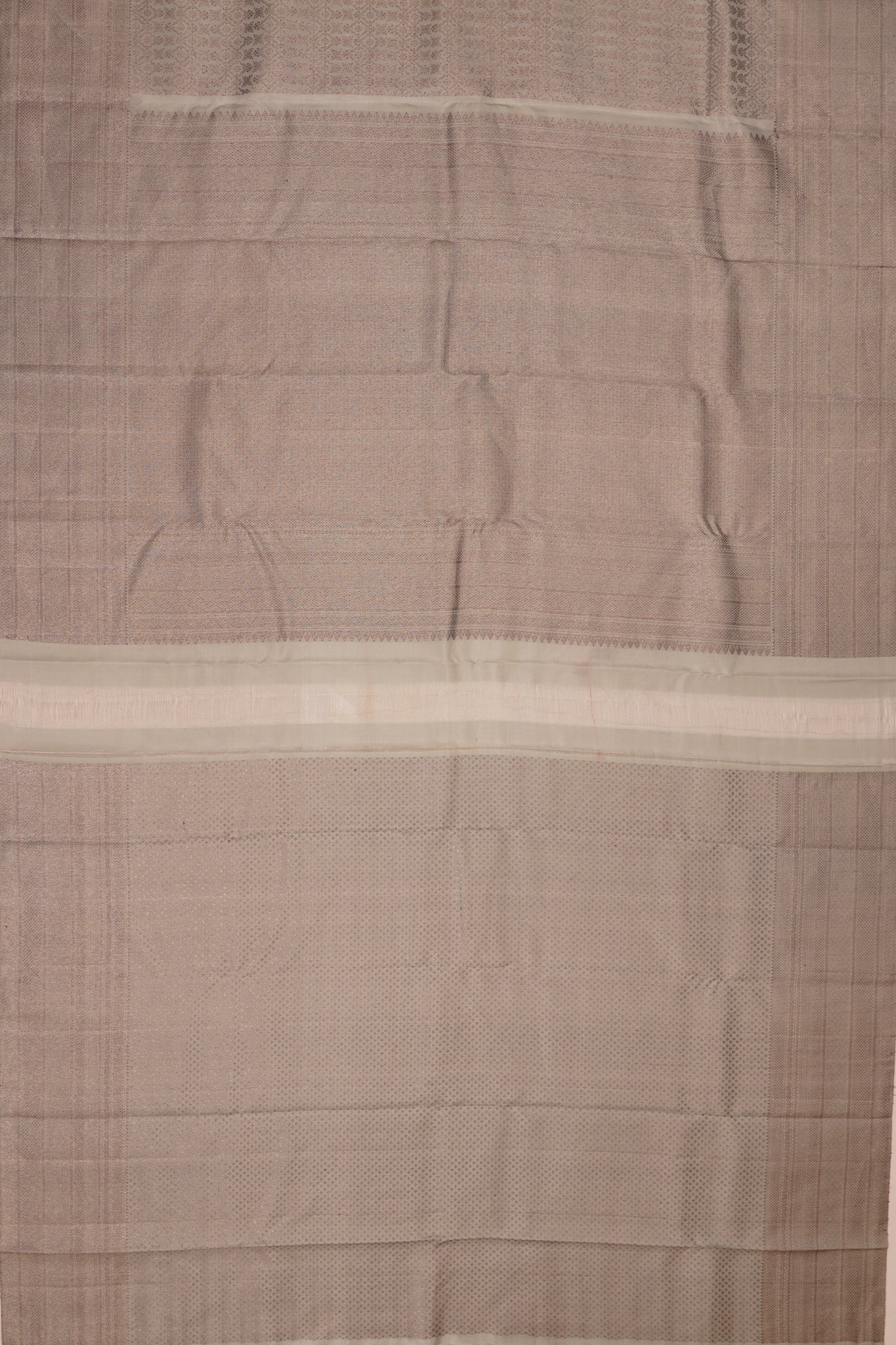 Antique Zari Kanchipuram Silk Brocade White Saree