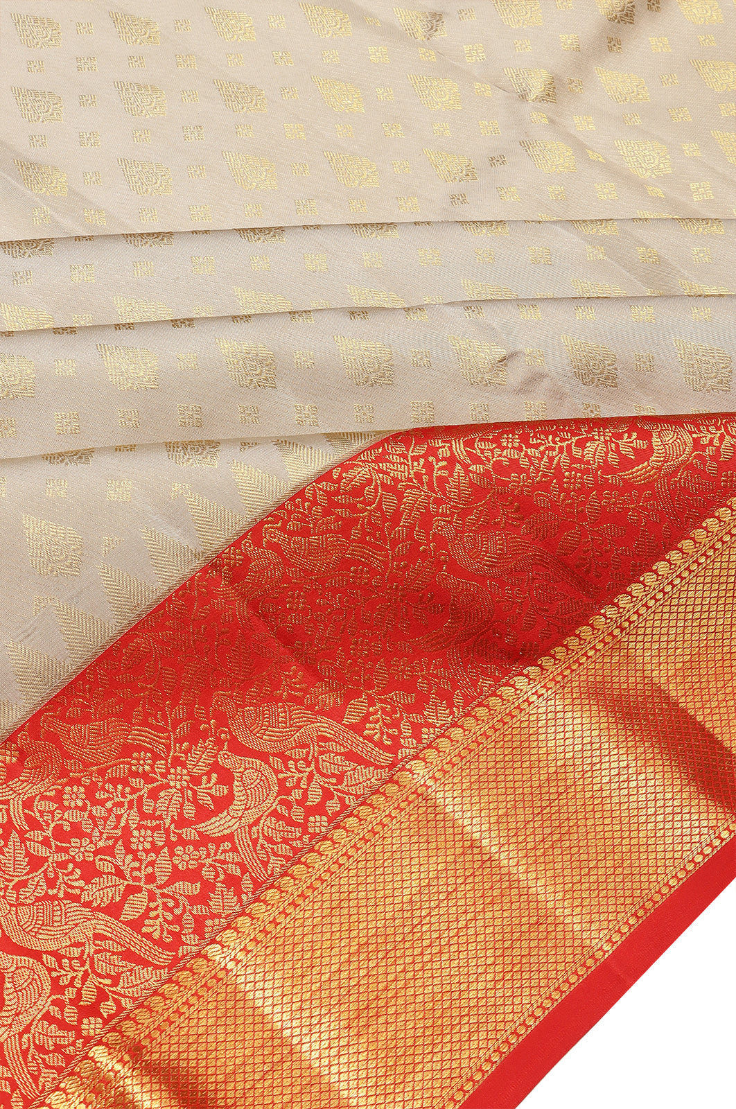 Taranga Kanchi Silk Brocade Cream Saree